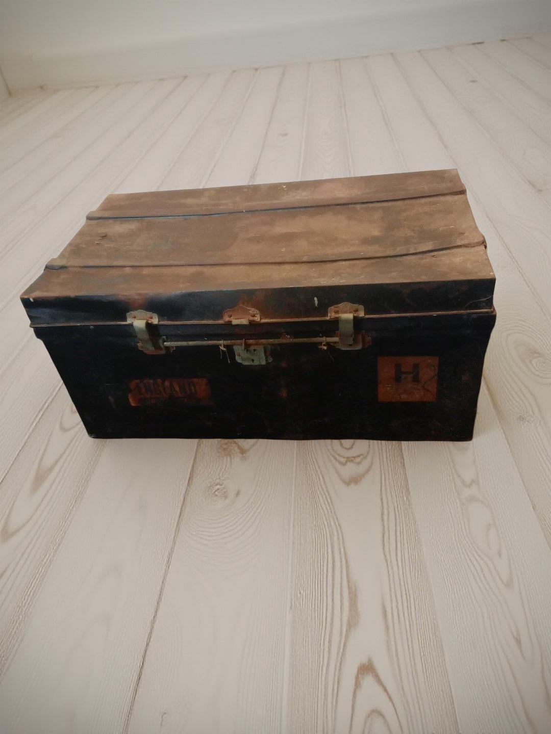 Vintage Antique Metal Steamer Trunk (1 of 4)