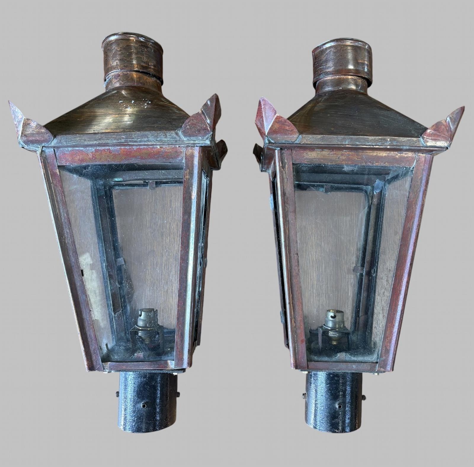 Pair of Early 20th Century Copper Post Lanterns 1920-1940 (1 of 6) Pair of Early 20th Century Copper Post Lanterns 1920-1940 (1 of 6)