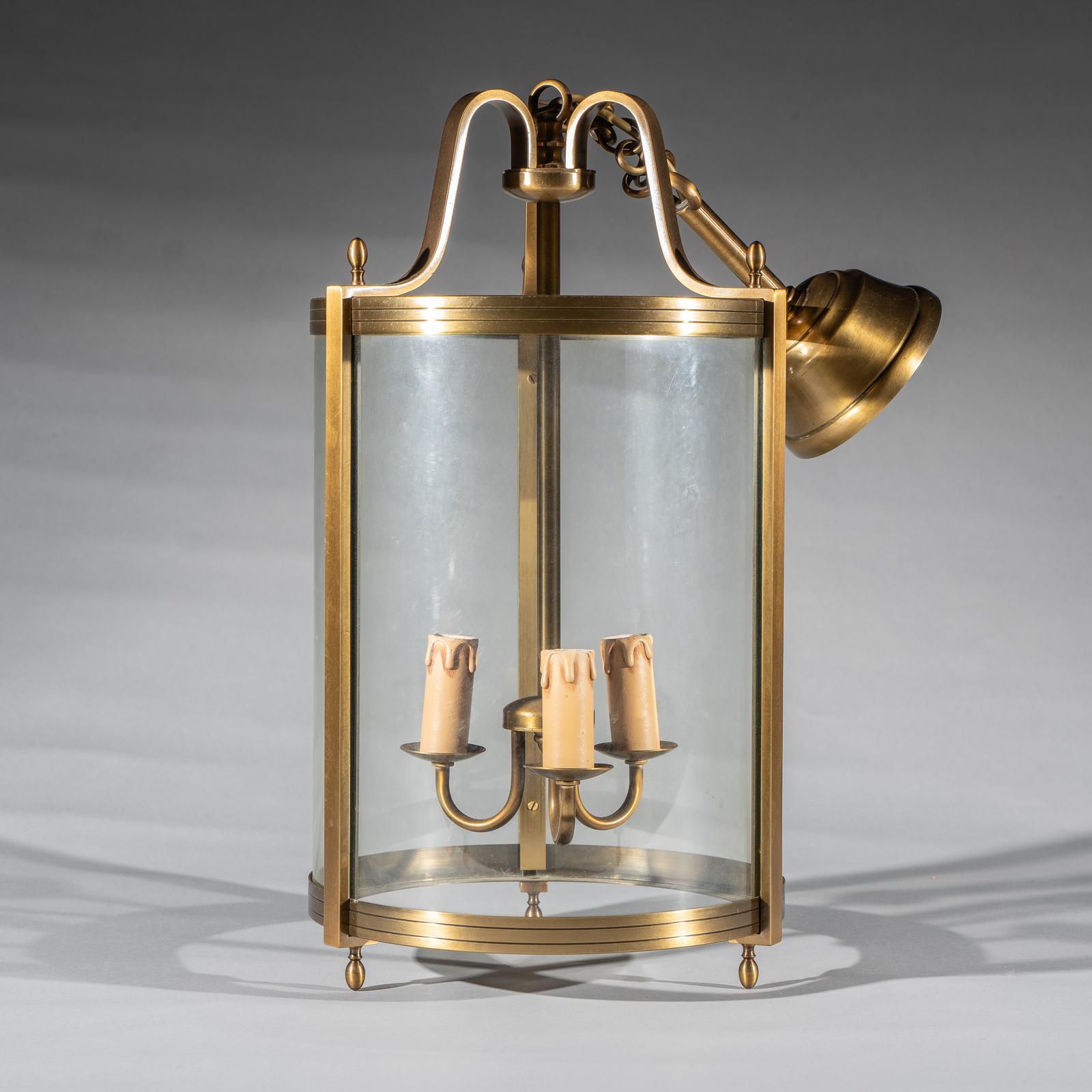 Large French Brass And Glass Hanging Lantern (1 of 3)
