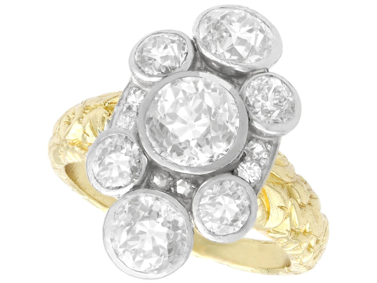 3.54ct Diamond & 18ct Yellow Gold Cluster Ring - Antique & Vintage (1 of 17)