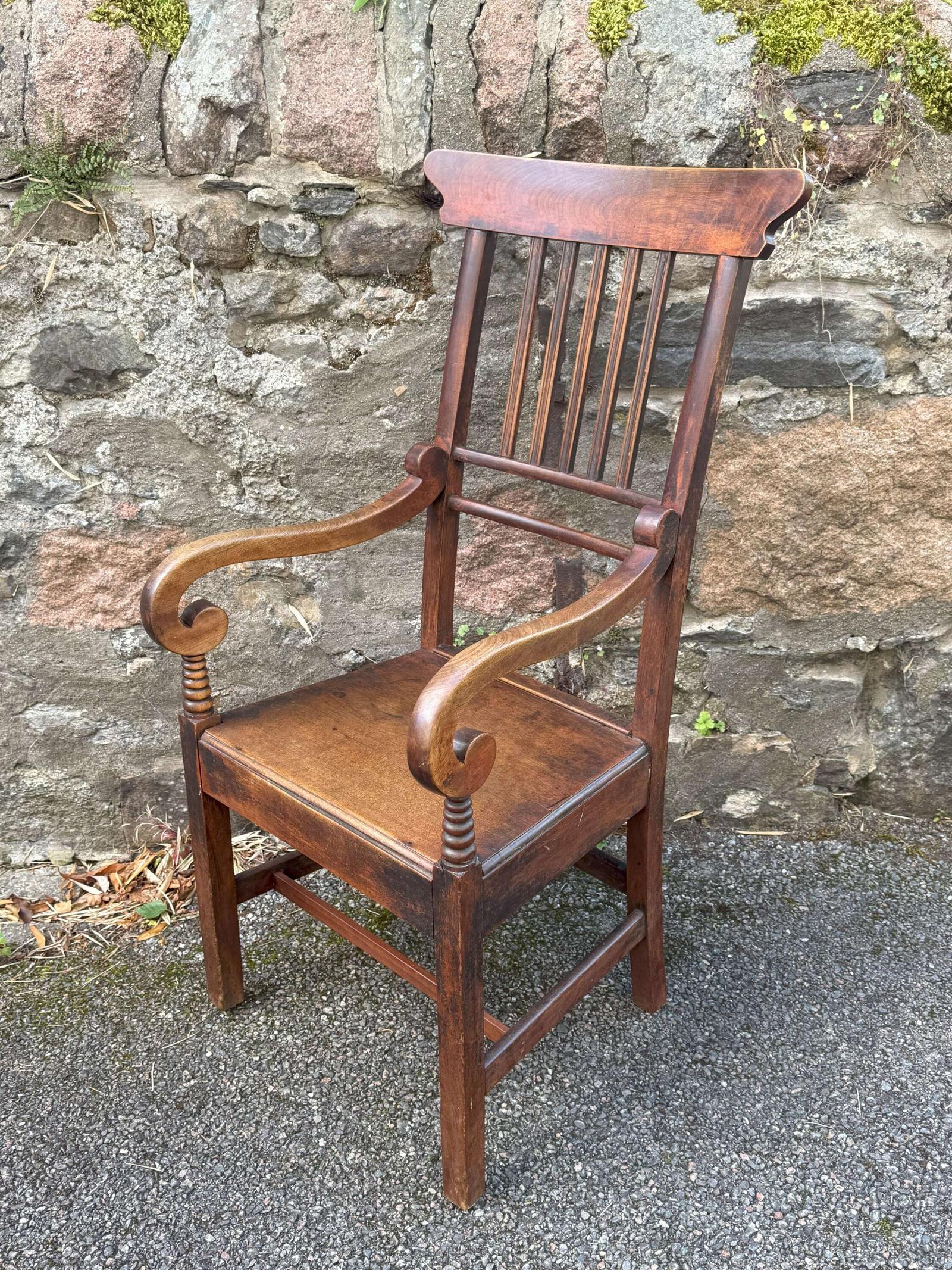 Early 19th Century Georgian provincial tall backed scroll armchair (1 of 30)