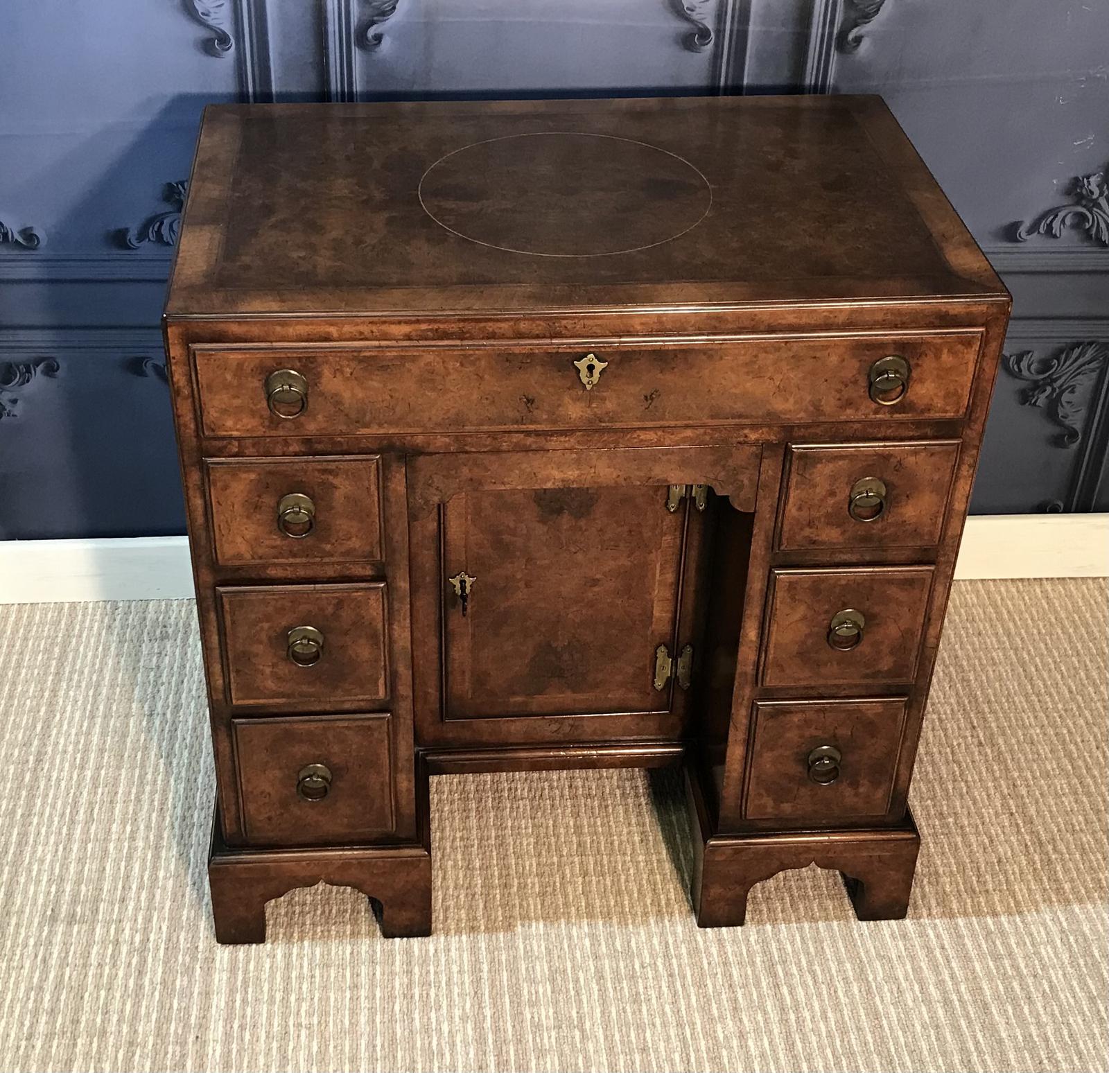 George III Style Burr Walnut Desk c.1920 (1 of 1)