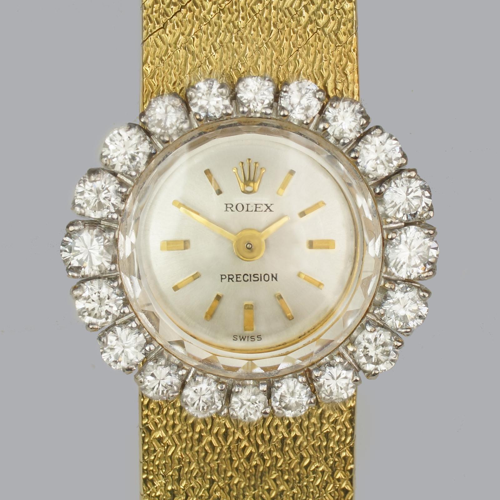Exquisite Vintage Rolex Ladies Diamond Watch – 18ct Gold - Diamond Bezel – Manual Wind Cal. 1400 - 1950s Cocktail Watch (1 of 13)