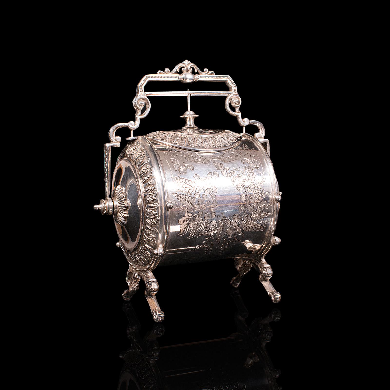 Antique Engraved Biscuit Barrel, Silver Plate, Decorative Jar, Victorian c.1860 (1 of 12) Antique Engraved Biscuit Barrel, Silver Plate, Decorative Jar, Victorian c.1860 (1 of 12)