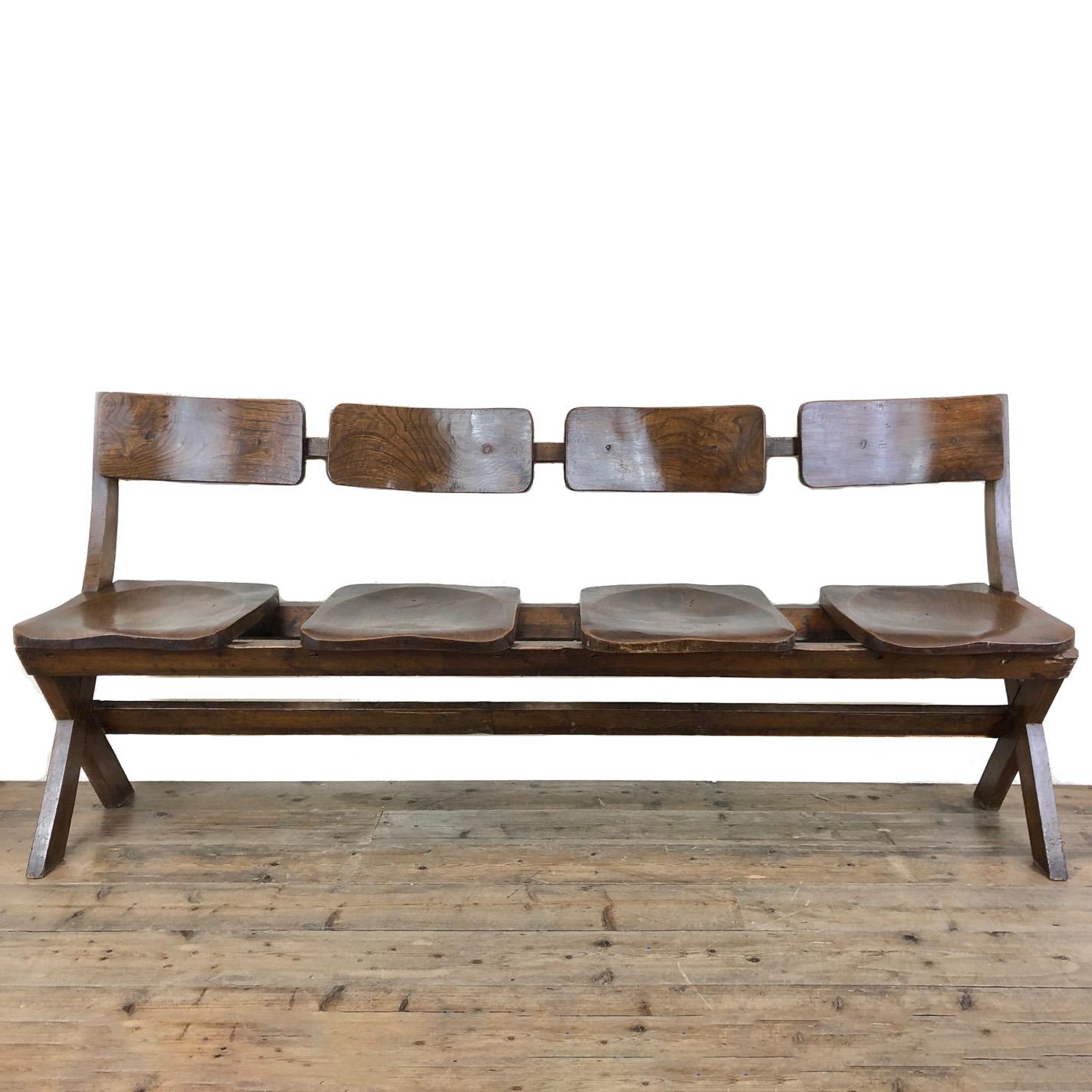 Antique Victorian Elm Four Seater Bench (1 of 9) Antique Victorian Elm Four Seater Bench (1 of 9)