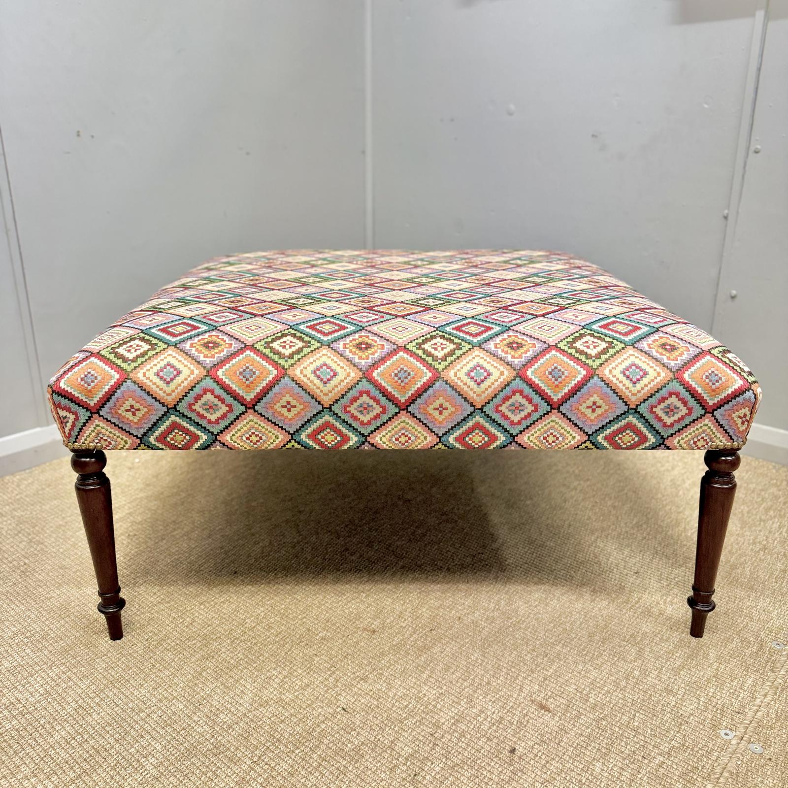 Large Square Footstool in Geometric Patern (1 of 7) Large Square Footstool in Geometric Patern (1 of 7)