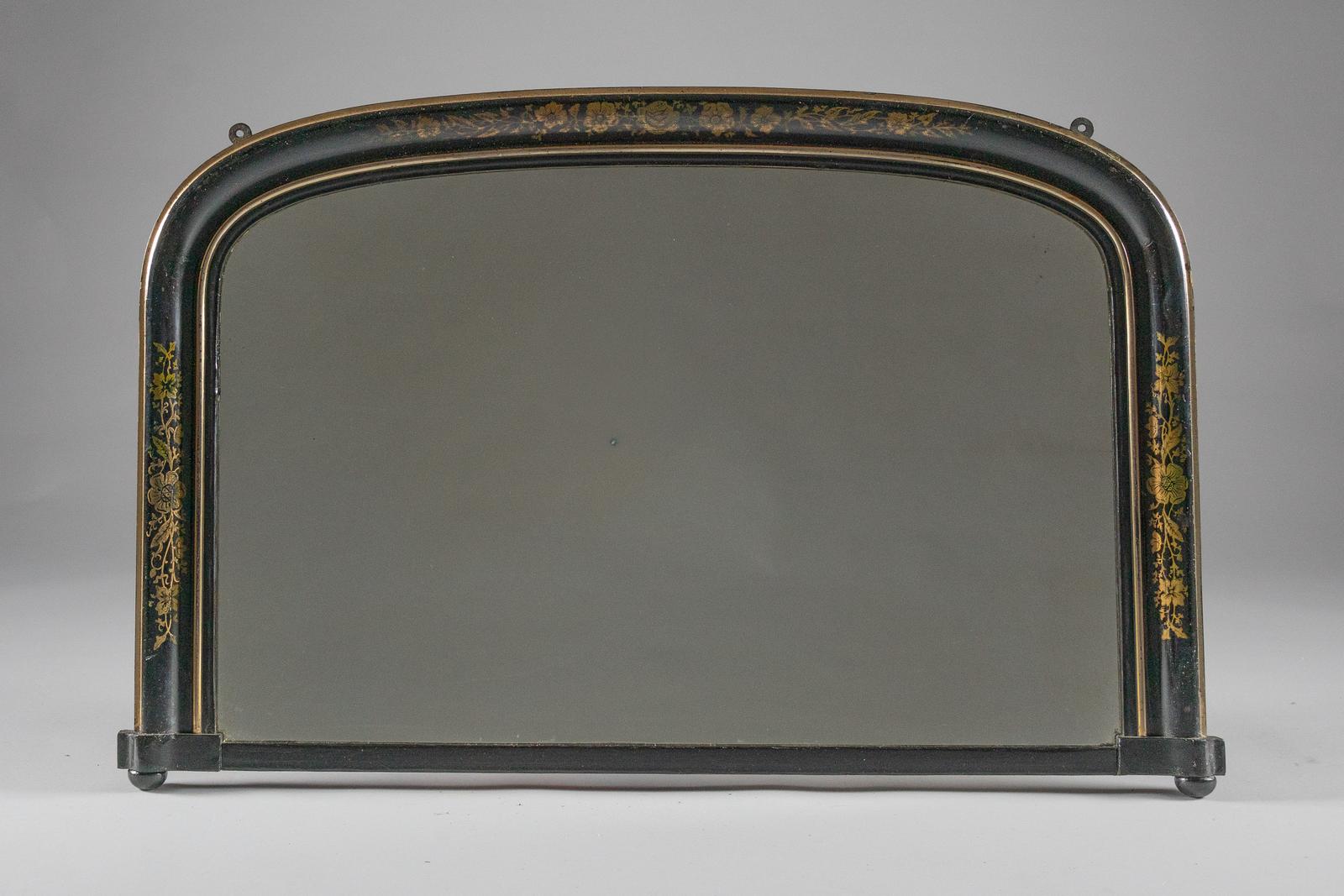 19th Century Victorian English Ebonised & Gilt Overmantle Mirror (1 of 5)