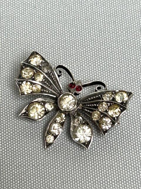 Edwardian Silver & Paste Diamond Butterfly Brooch (1 of 7)