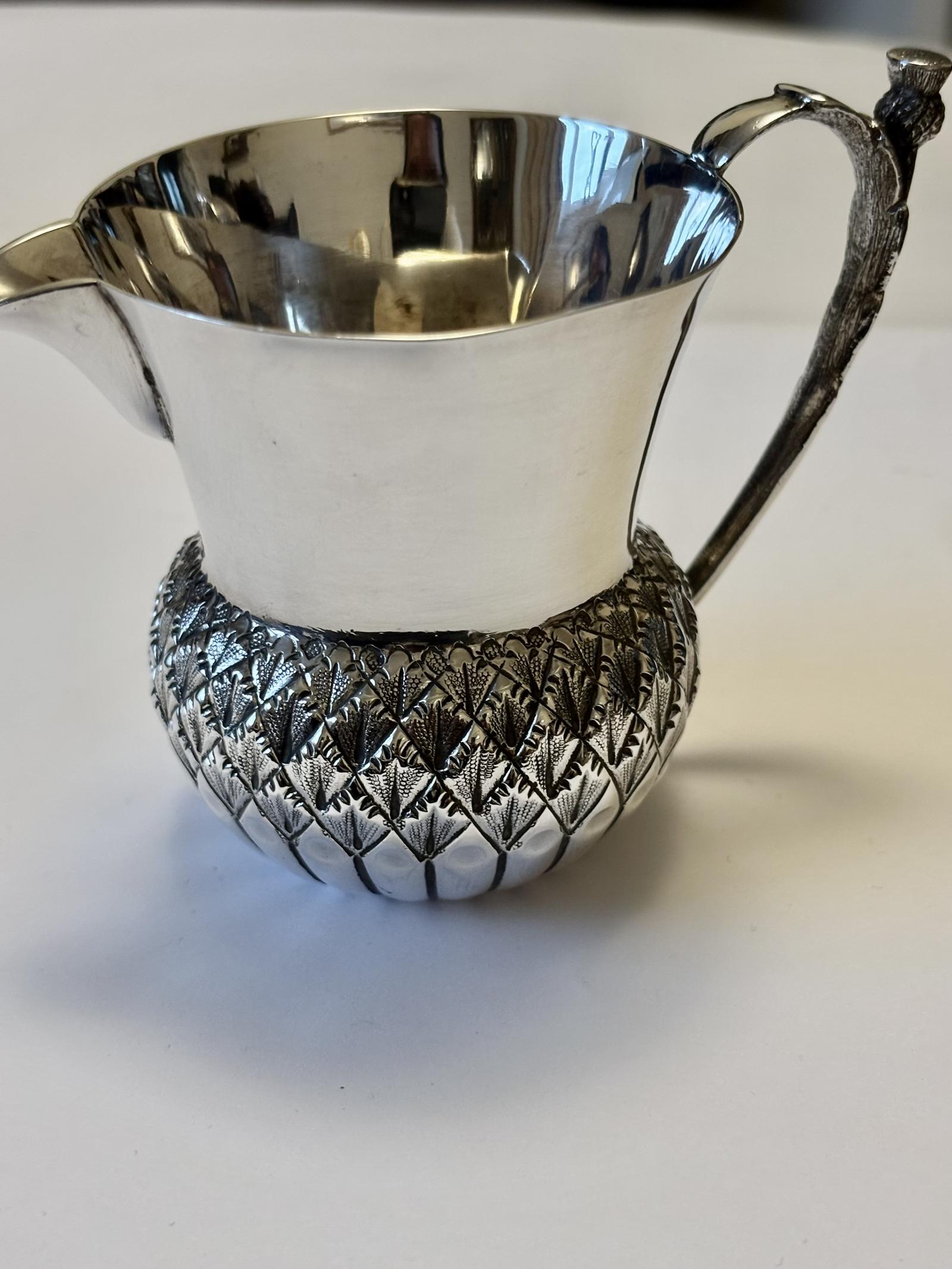 Scottish Silver Whisky Water Jug Thistle Form Hamilton & Inches Edinburgh 1909 (1 of 15)