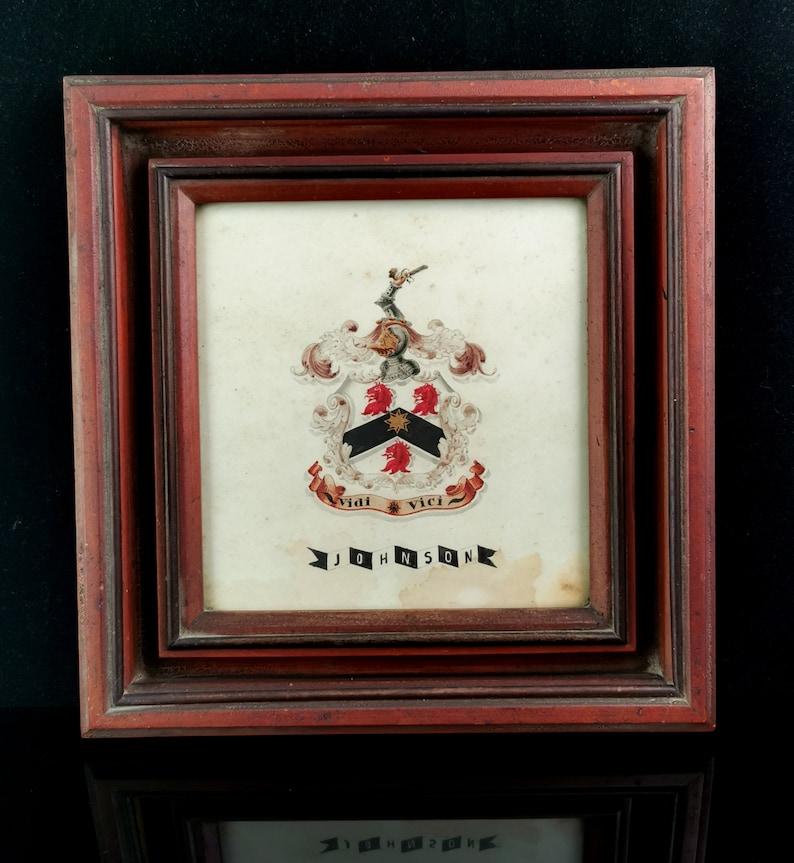 Antique Heraldic Crest, Framed, Watercolour Painting (1 of 10)