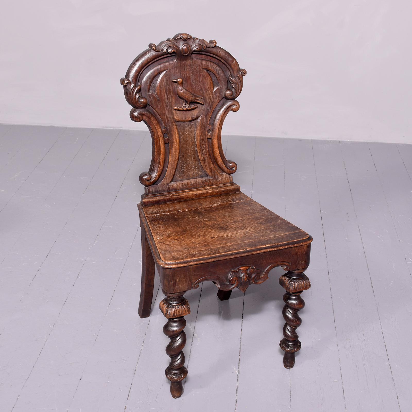 Rustic Provincial Oak Hall Chair (1 of 3)