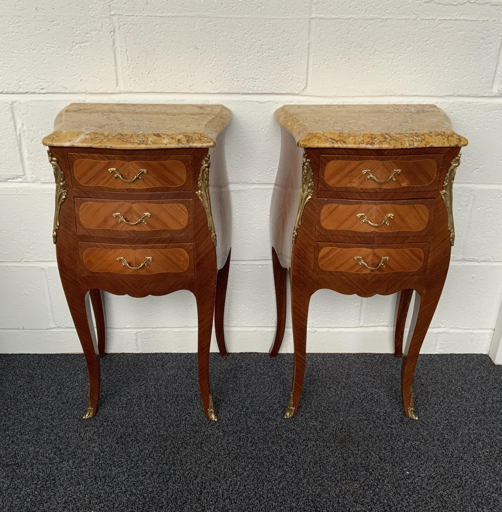 Marquetry Pair of French Bedside Cabinets (1 of 11)