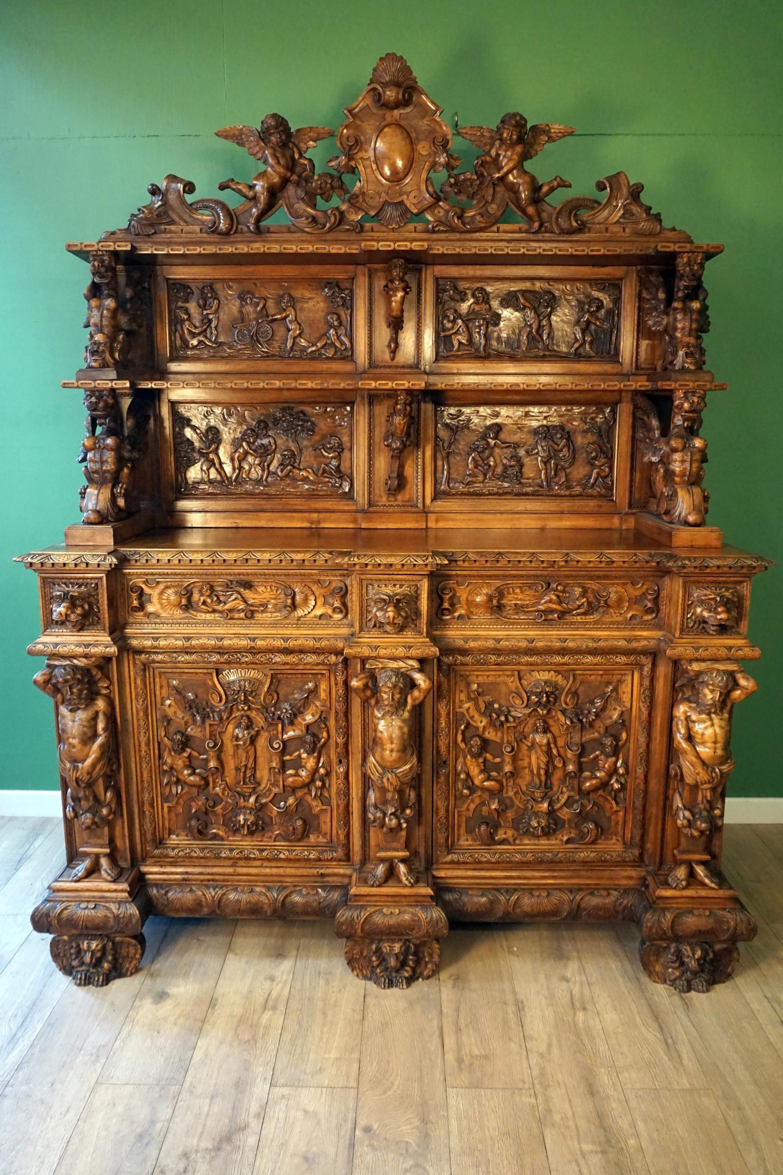 Rare & Exciting Italian Fantasy Buffet by Renowned Wood Sculpture Valentino Panciera Bessarel (1 of 14)