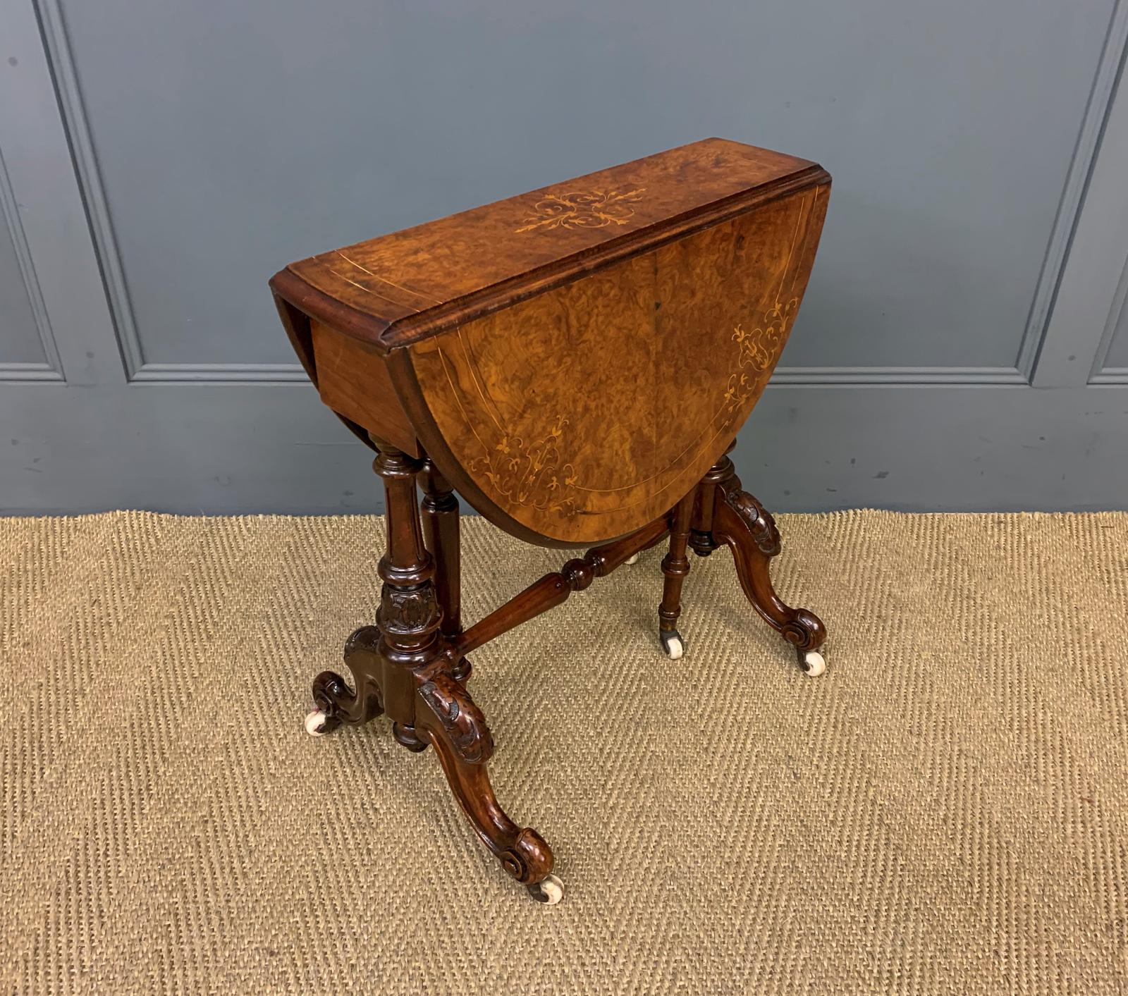 Good Victorian Inlaid Burr Walnut Baby Sutherland Table (1 of 11) Good Victorian Inlaid Burr Walnut Baby Sutherland Table (1 of 11)