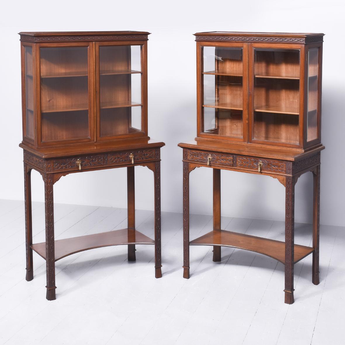 Rare Pair of Neoclassical-style Mahogany Cabinets on Stands by C Hindley & Sons, London (1 of 14)