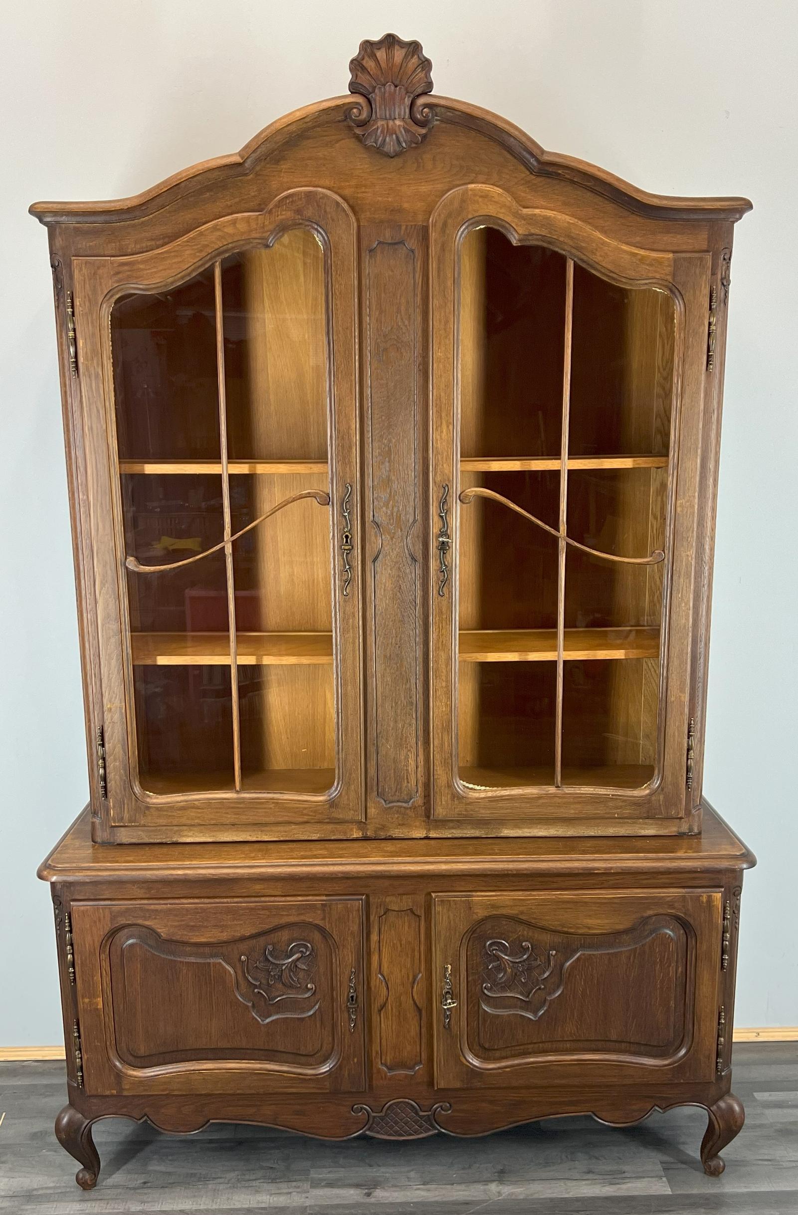Vintage French Style Oak Display Cabinet (1 of 13)