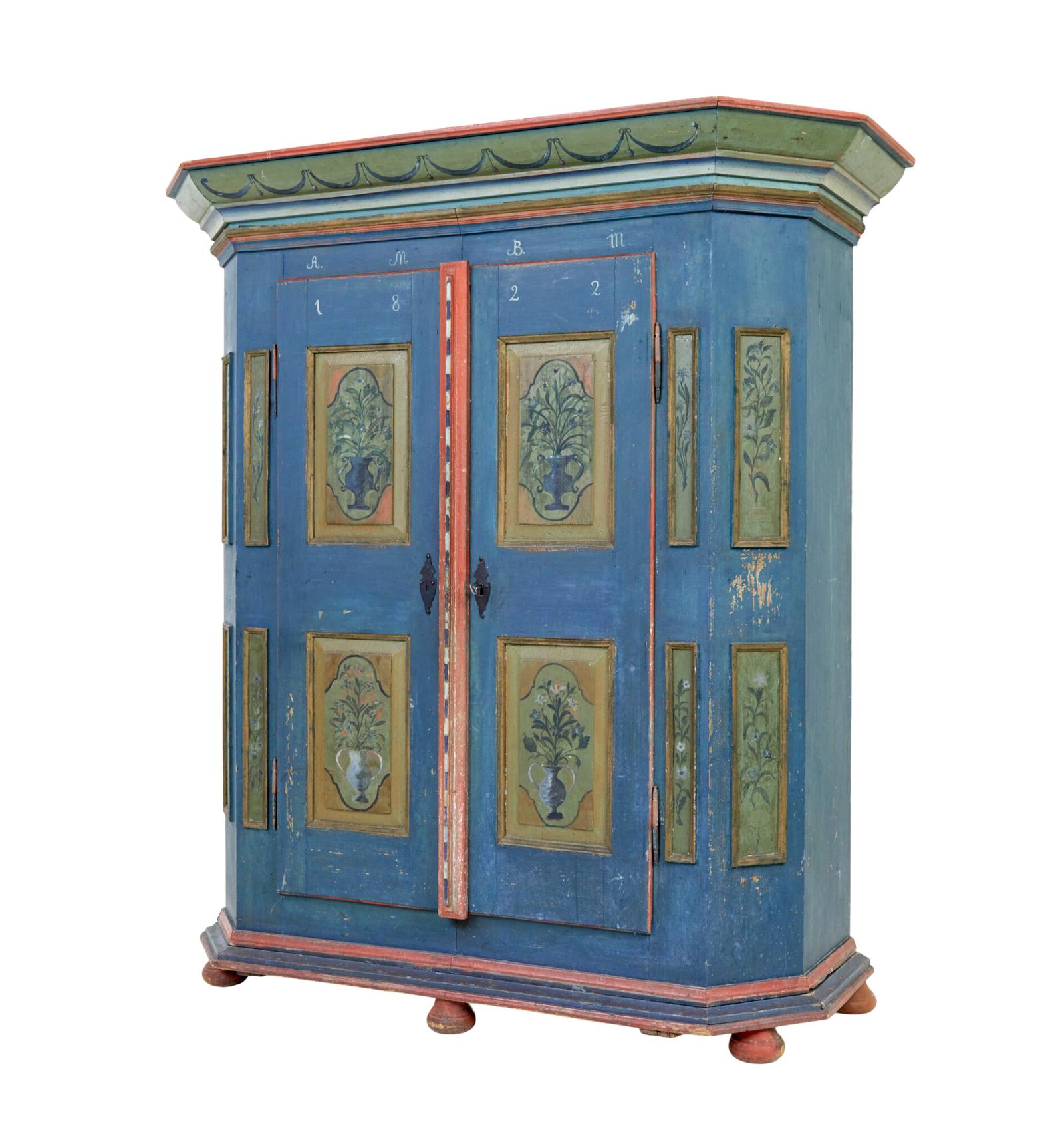 Traditional Swedish Hand Painted 19th Century Painted Wardrobe (1 of 12) Traditional Swedish Hand Painted 19th Century Painted Wardrobe (1 of 12)