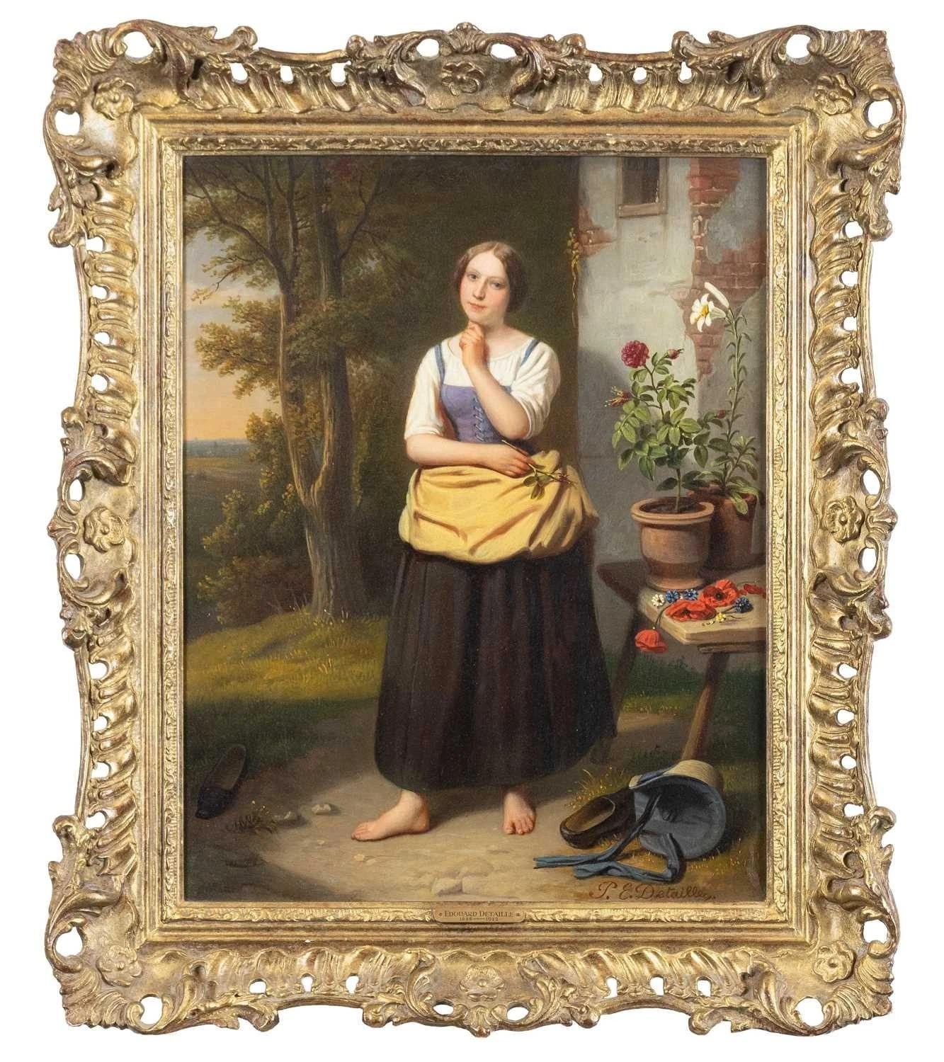 19th Century Oil Painting The Flower Girl (1 of 7) 19th Century Oil Painting The Flower Girl (1 of 7)