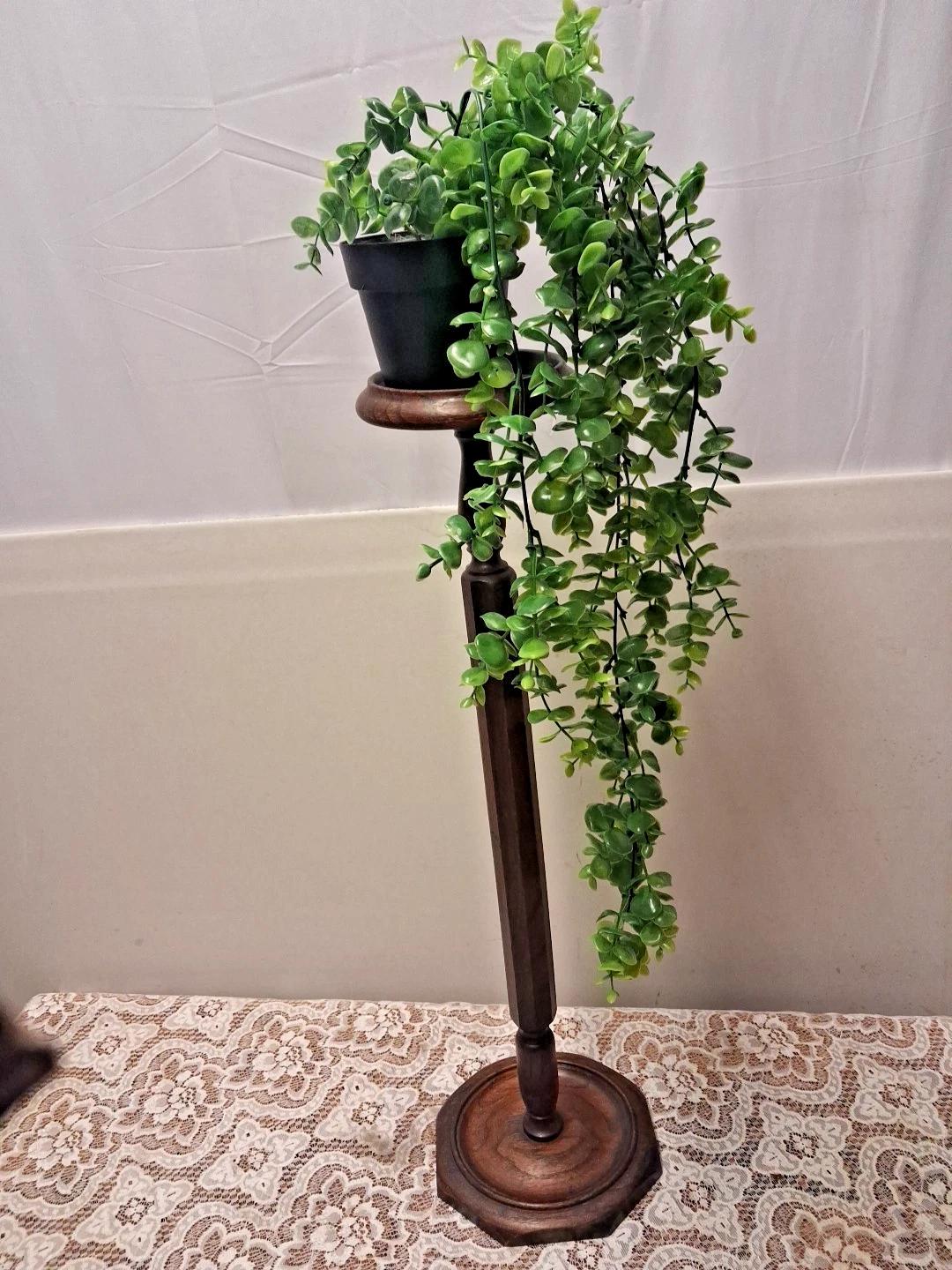 Antique Plant Candle Or Smoking Stand Wooden Ash Tray (1 of 6)