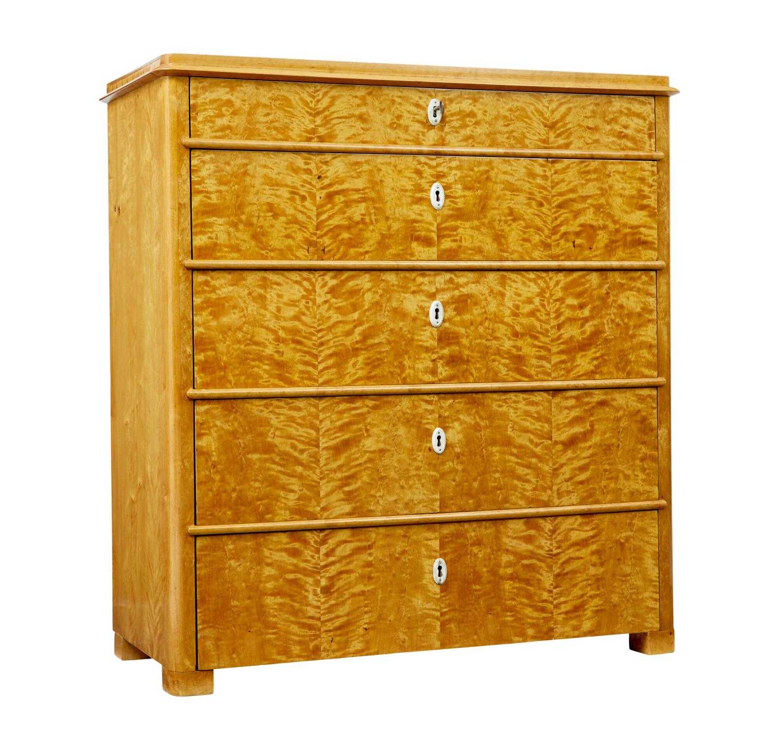 19th Century Swedish Flame Birch Chest of Drawers (1 of 10)