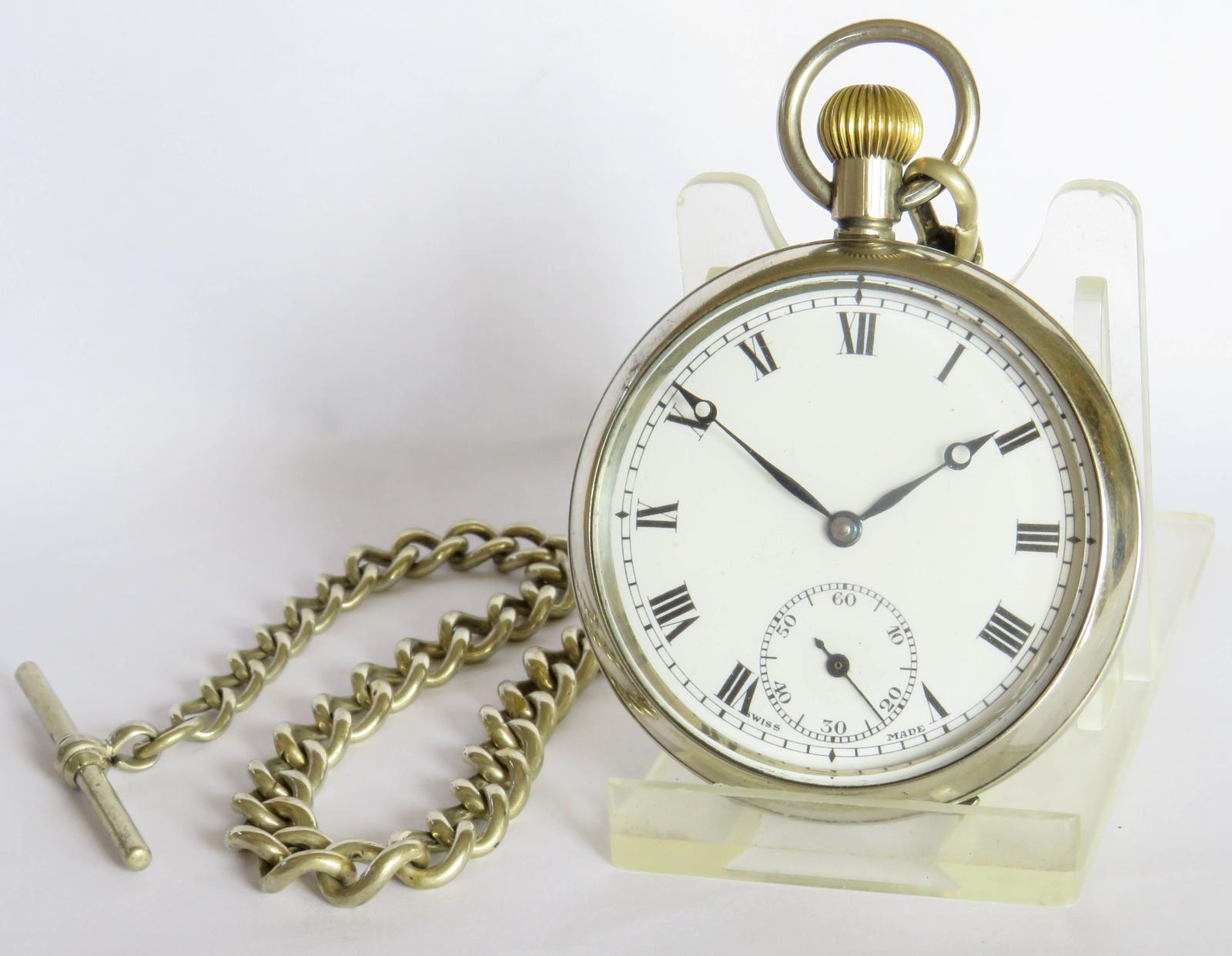 Pocket Watch: 1930s Rands Minor Pocket Watch & Chain (1 of 5)
