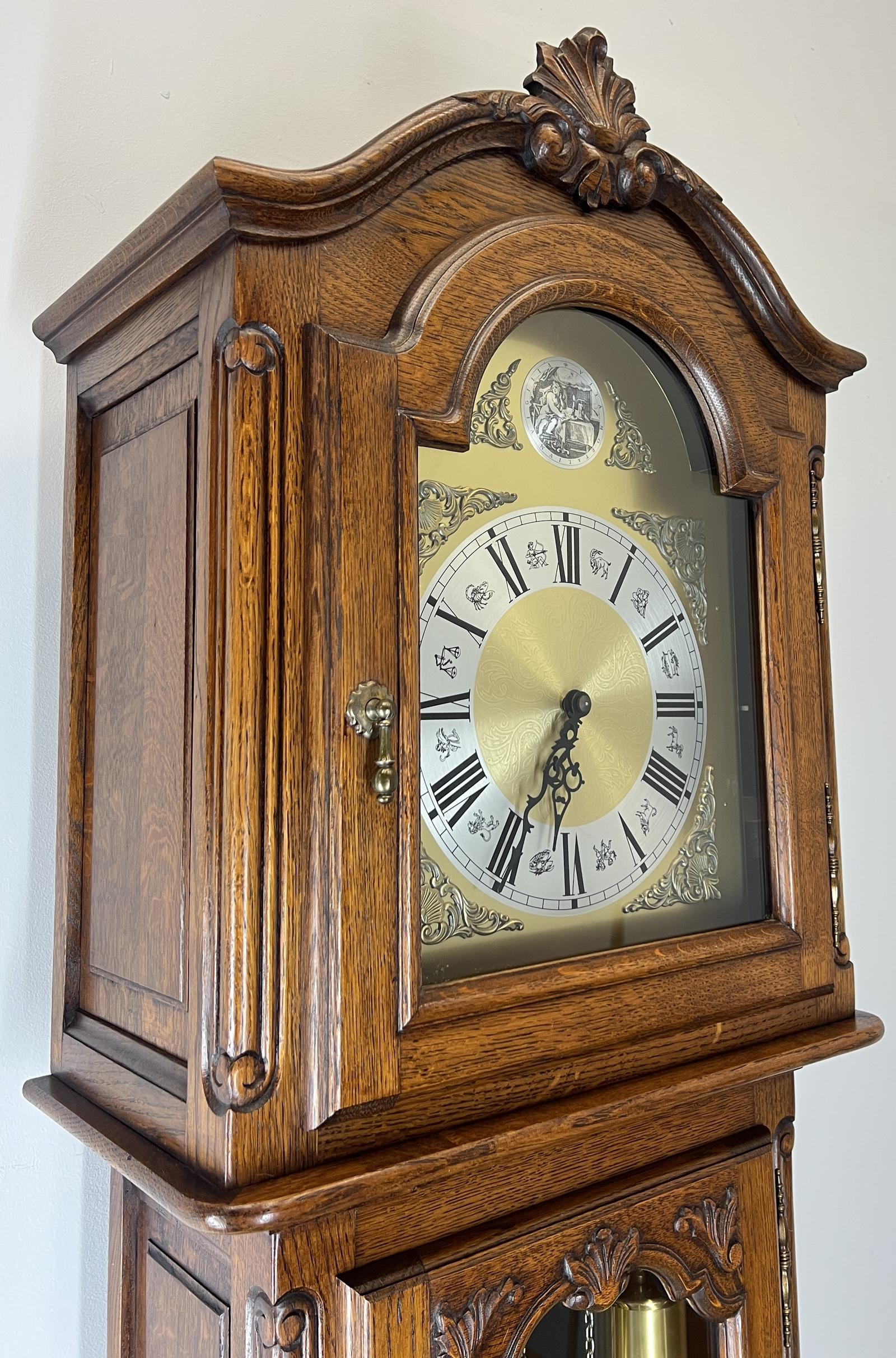 Clock Vintage French Oak Longcase Grandfather Decorative (1 of 11)