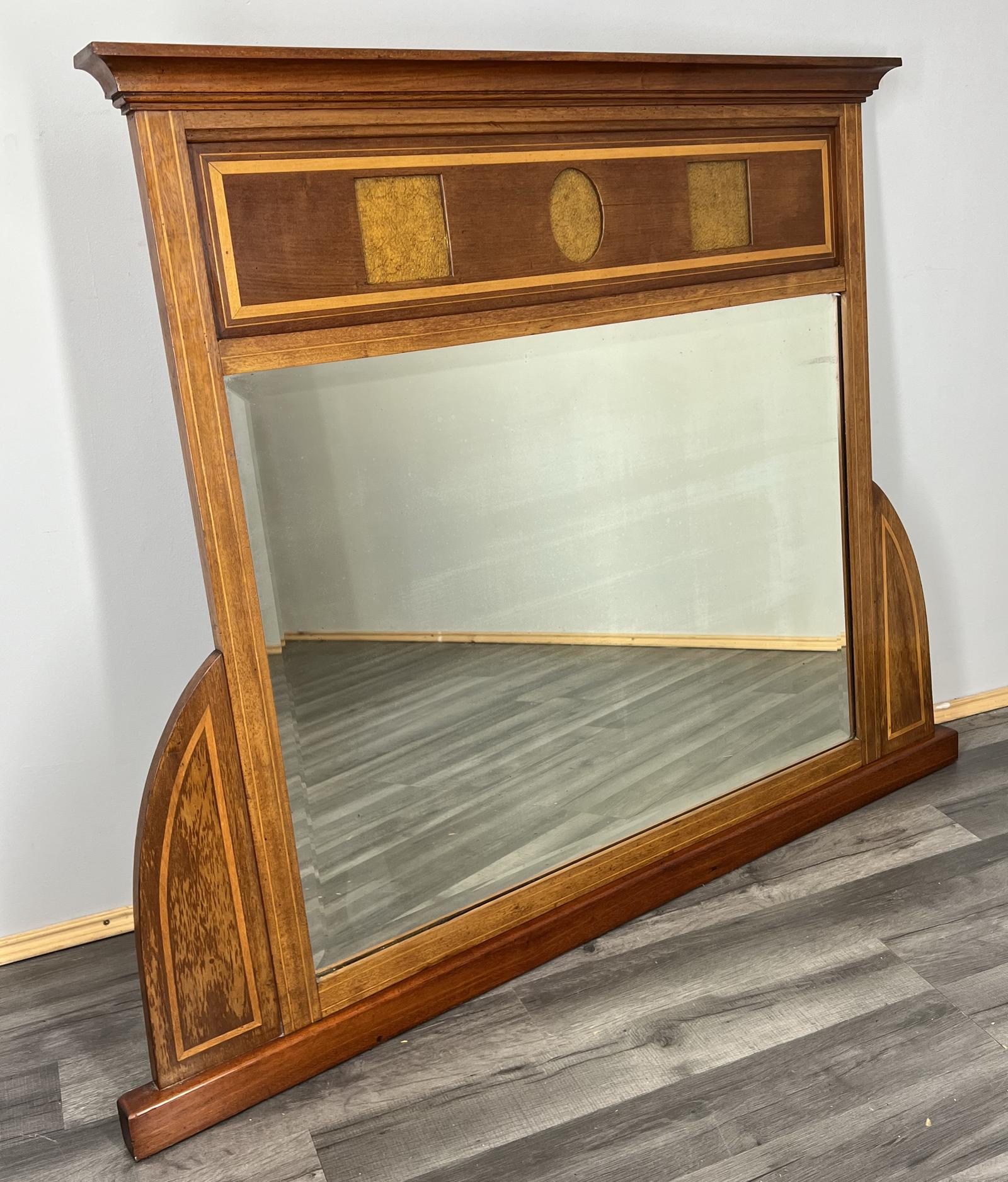 Large Antique Overmantel Mirror Wood Frame 118x93cm (1 of 9) Large Antique Overmantel Mirror Wood Frame 118x93cm (1 of 9)