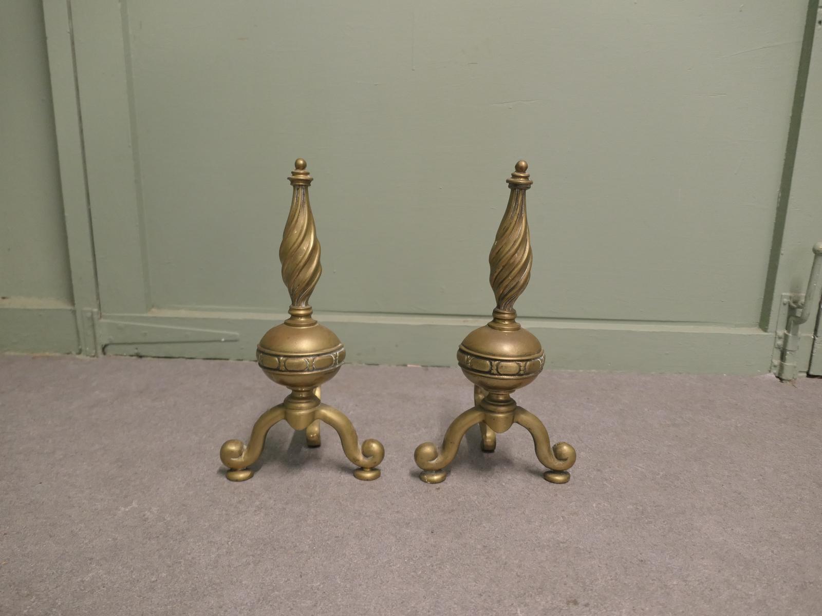 Pair of French Brass Andirons, Fire Dogs or Chenets (1 of 6) Pair of French Brass Andirons, Fire Dogs or Chenets (1 of 6)