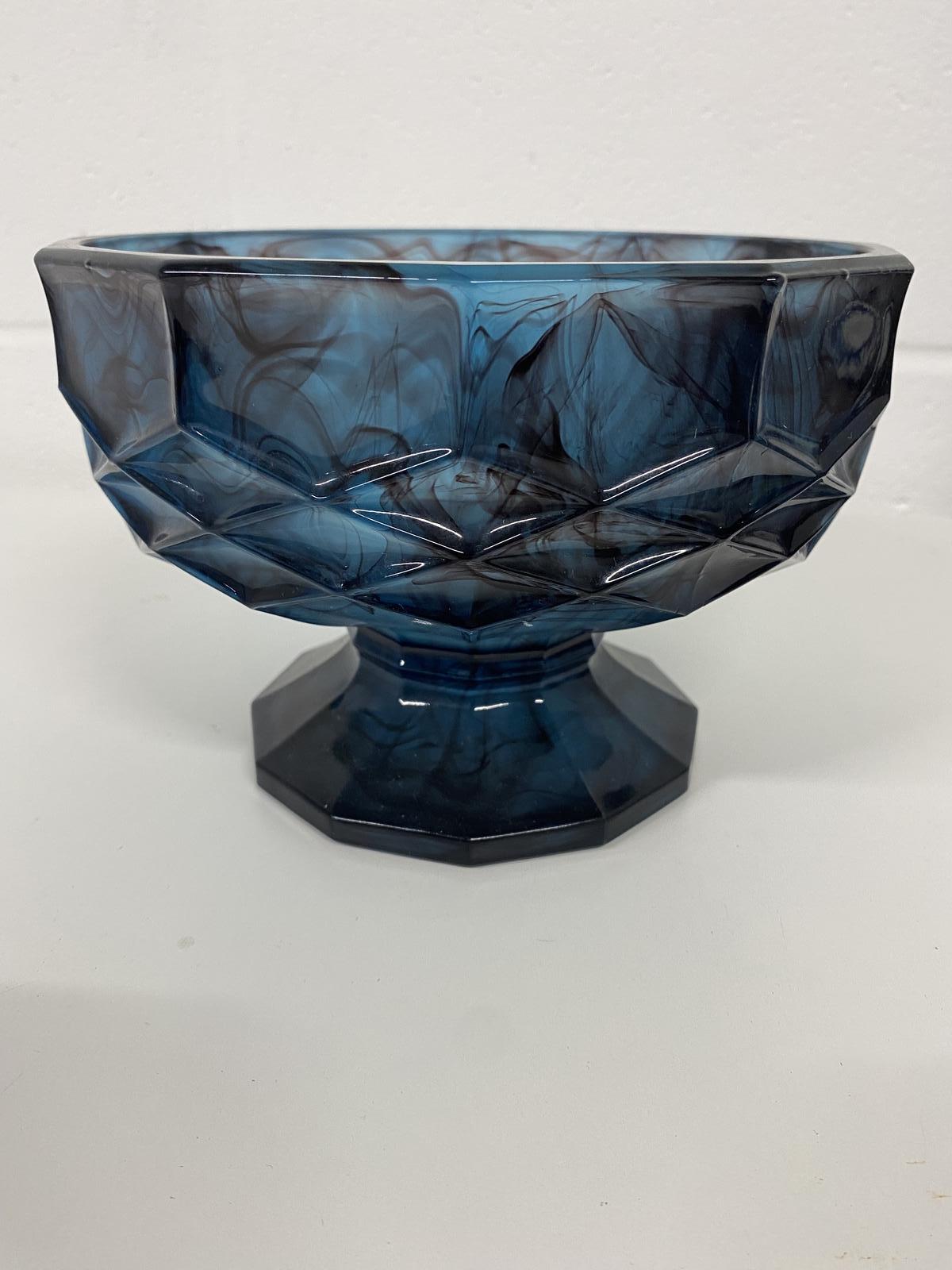 Art Deco Davidson Blue Cloud Glass Pedestal Bowl c.1930 (1 of 4) Art Deco Davidson Blue Cloud Glass Pedestal Bowl c.1930 (1 of 4)