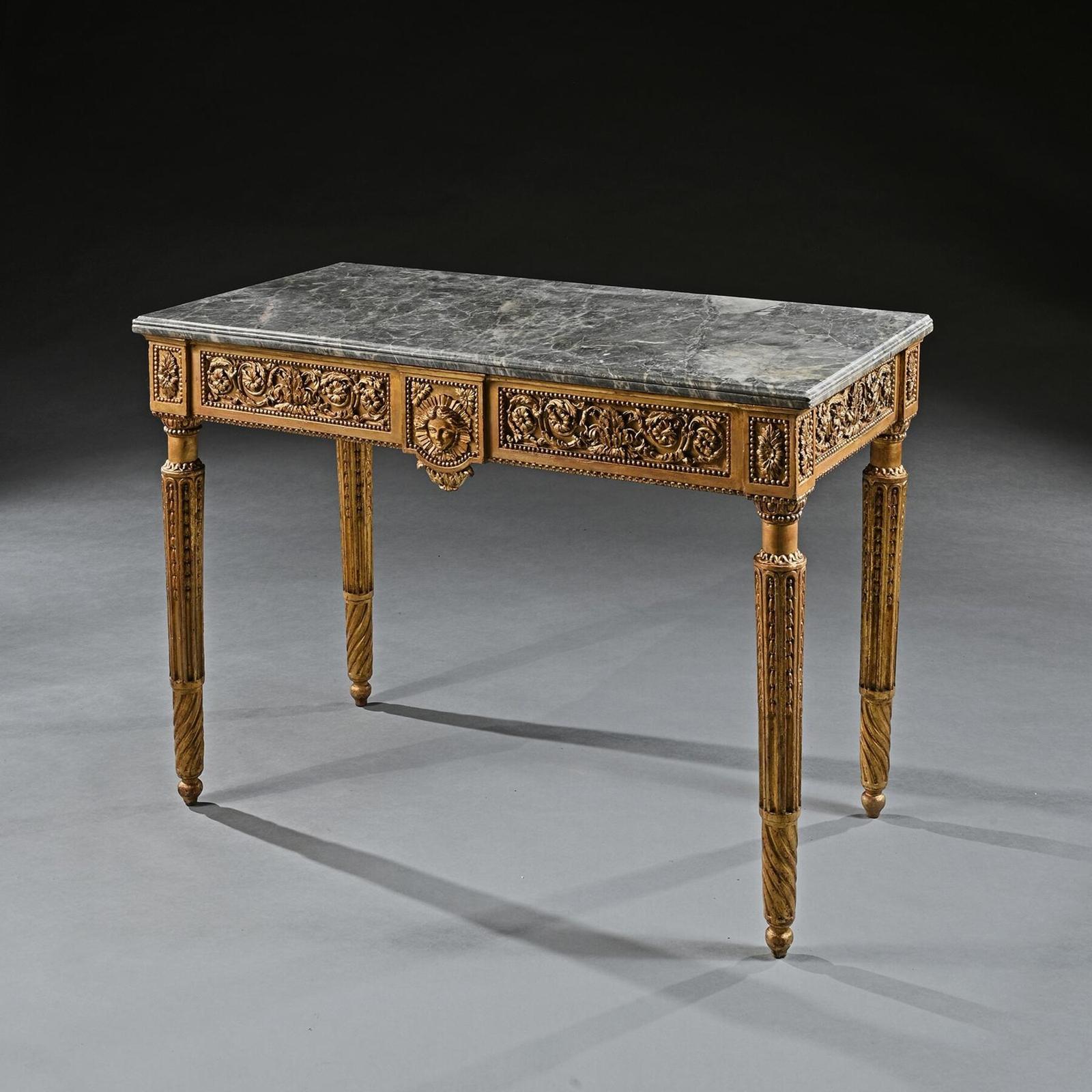 Late 18th Century Italian Carved Giltwood Marble Top Console Table (1 of 7)