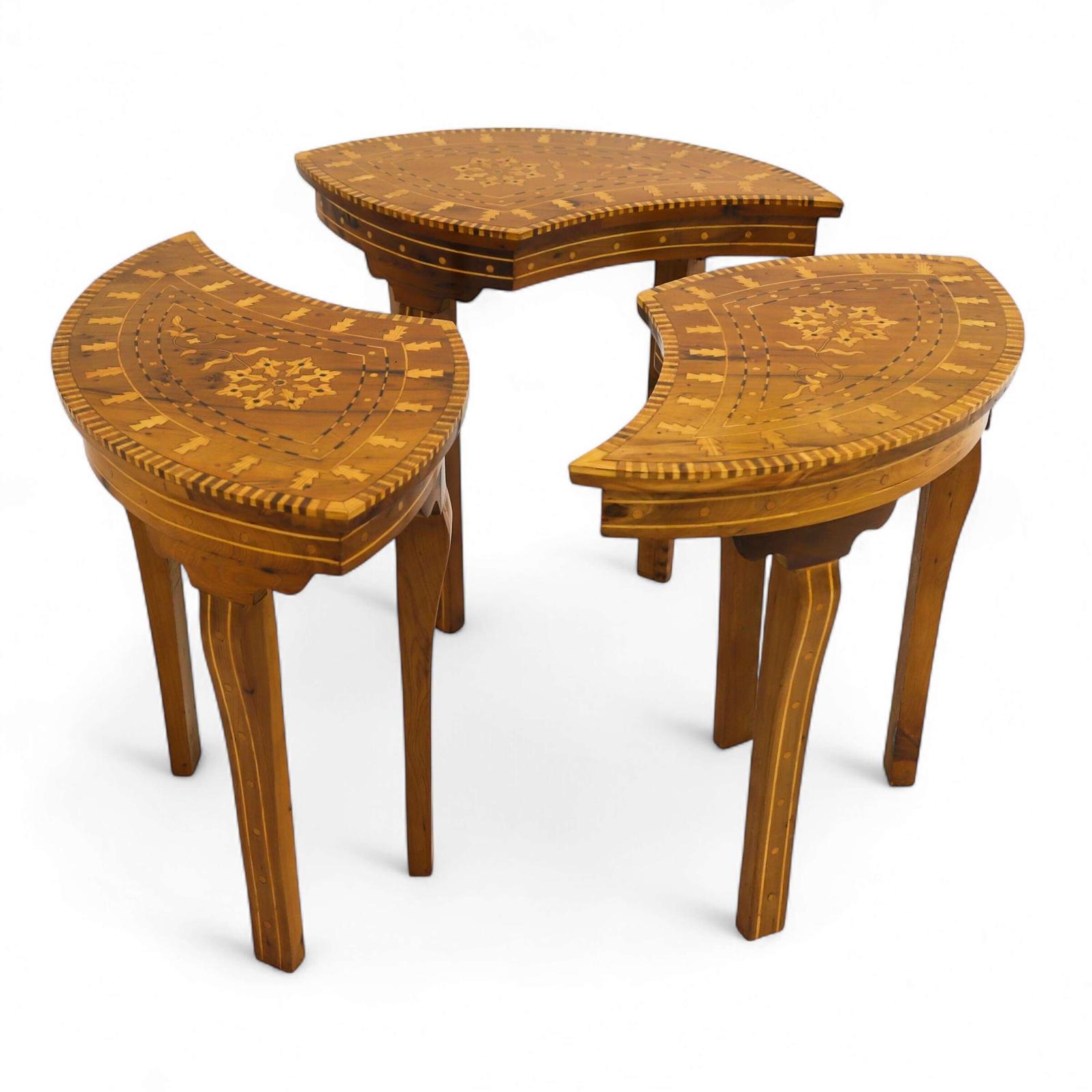 1920s Syrian Tear Drop Segmented Table - Solid Hardwood - Geometric Floral & Foliate Inlay (1 of 10)