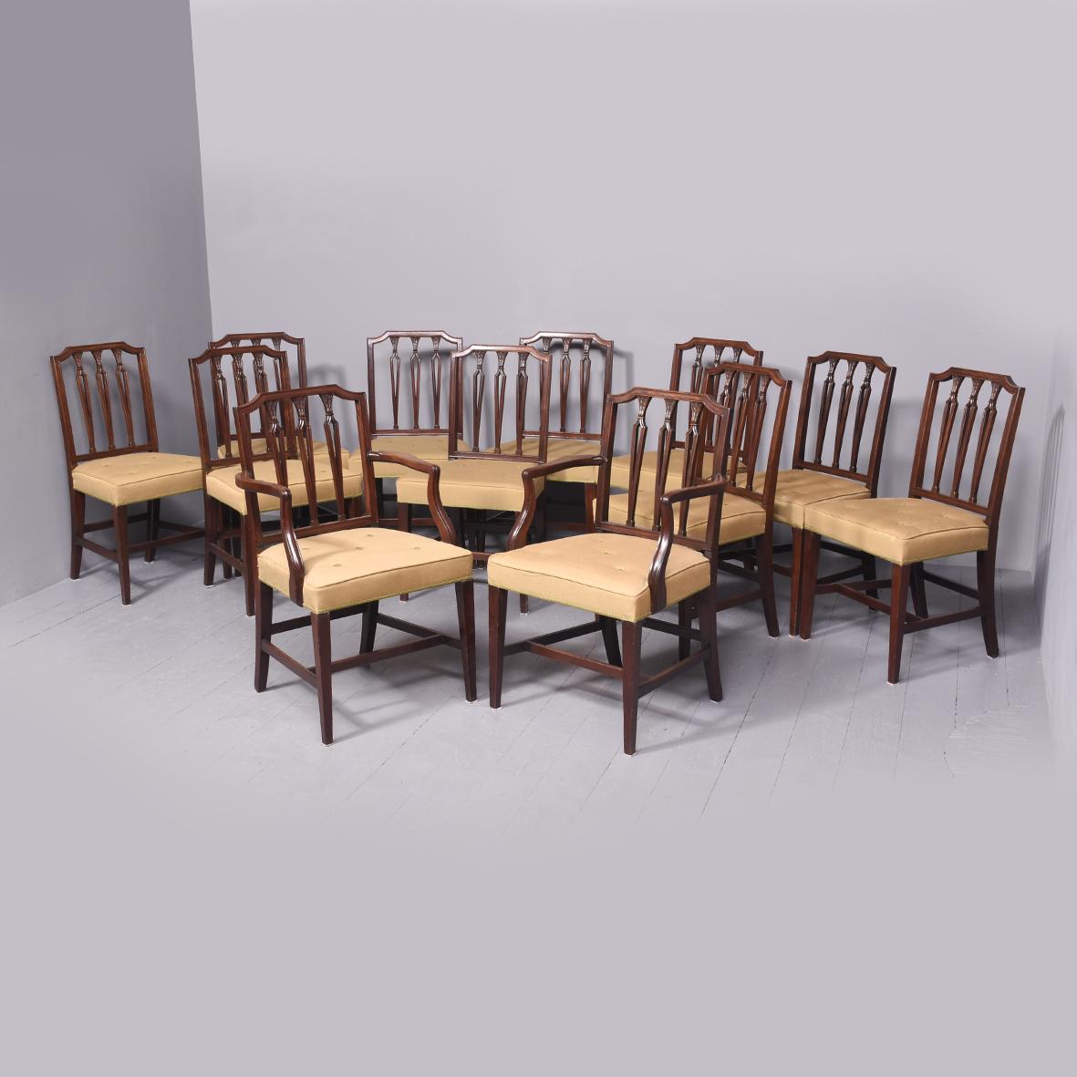 Quality Set of 12 George III Mahogany Dining Chairs (1 of 13)
