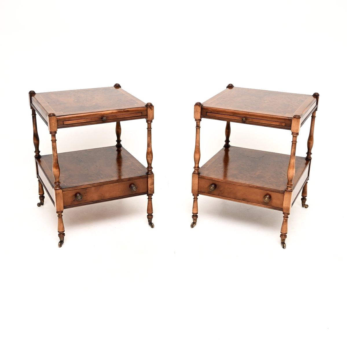 Pair of Antique Georgian Style Yew Wood Side Tables (1 of 10) Pair of Antique Georgian Style Yew Wood Side Tables (1 of 10)