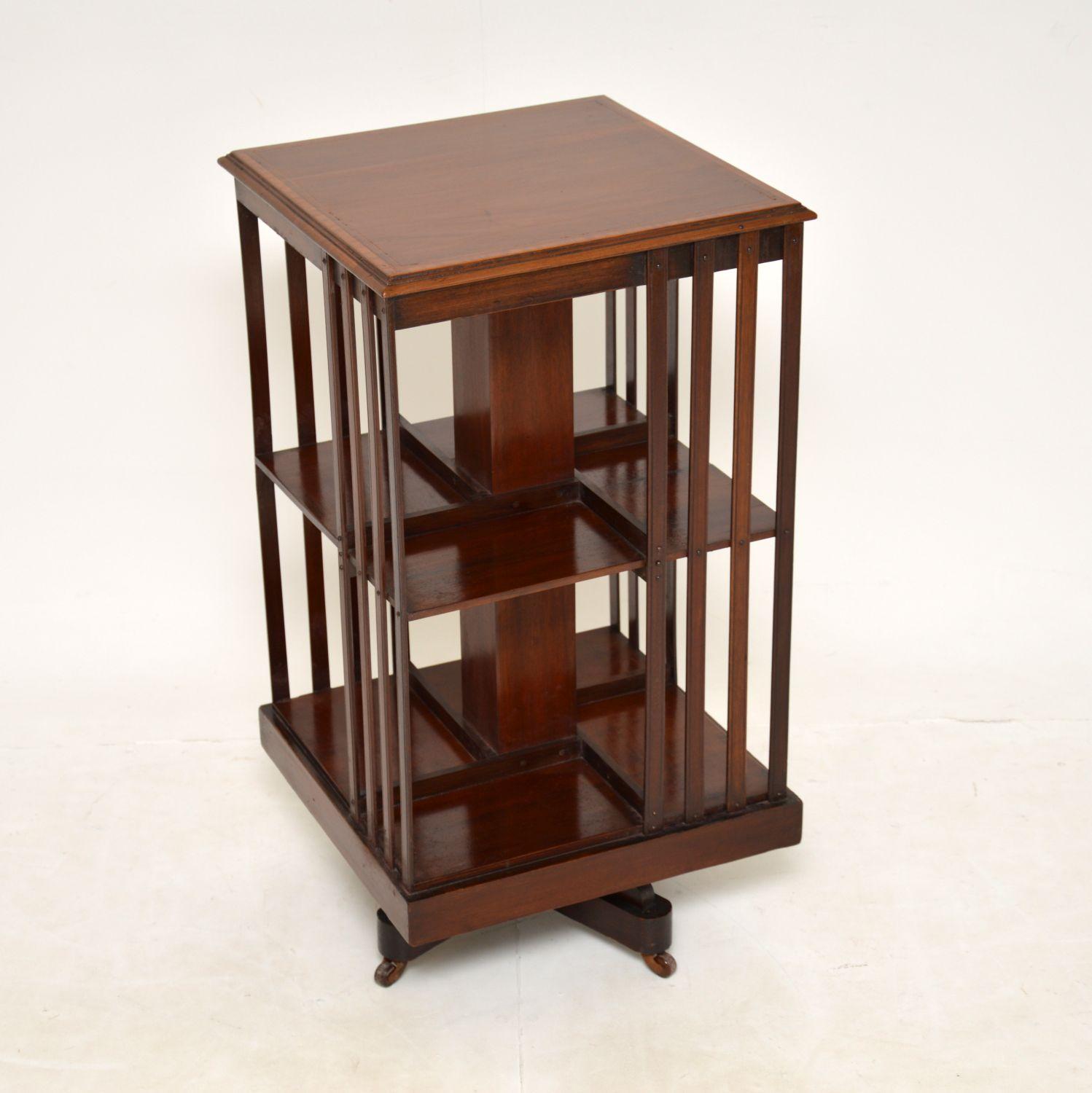 Antique Edwardian Inlaid Mahogany Revolving Bookcase (1 of 8) Antique Edwardian Inlaid Mahogany Revolving Bookcase (1 of 8)