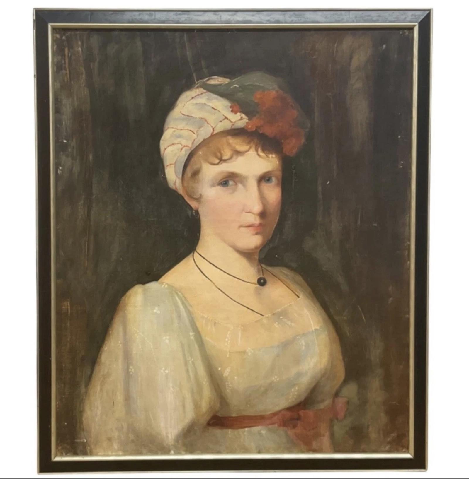 Head And Shoulders Portrait Oil Painting On Canvas Of A Regency Lady Antique Victorian (1 of 5) Head And Shoulders Portrait Oil Painting On Canvas Of A Regency Lady Antique Victorian (1 of 5)