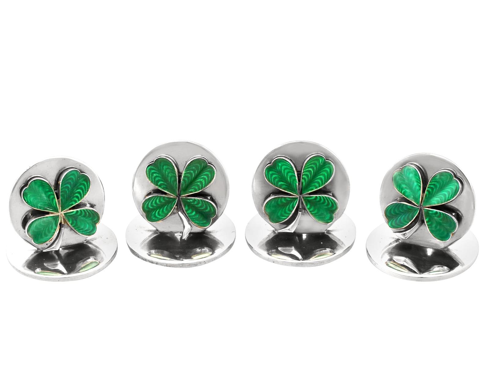 Antique George V Sterling Silver Four-leaf Clover Menu / Card Holders 1910 (1 of 9)