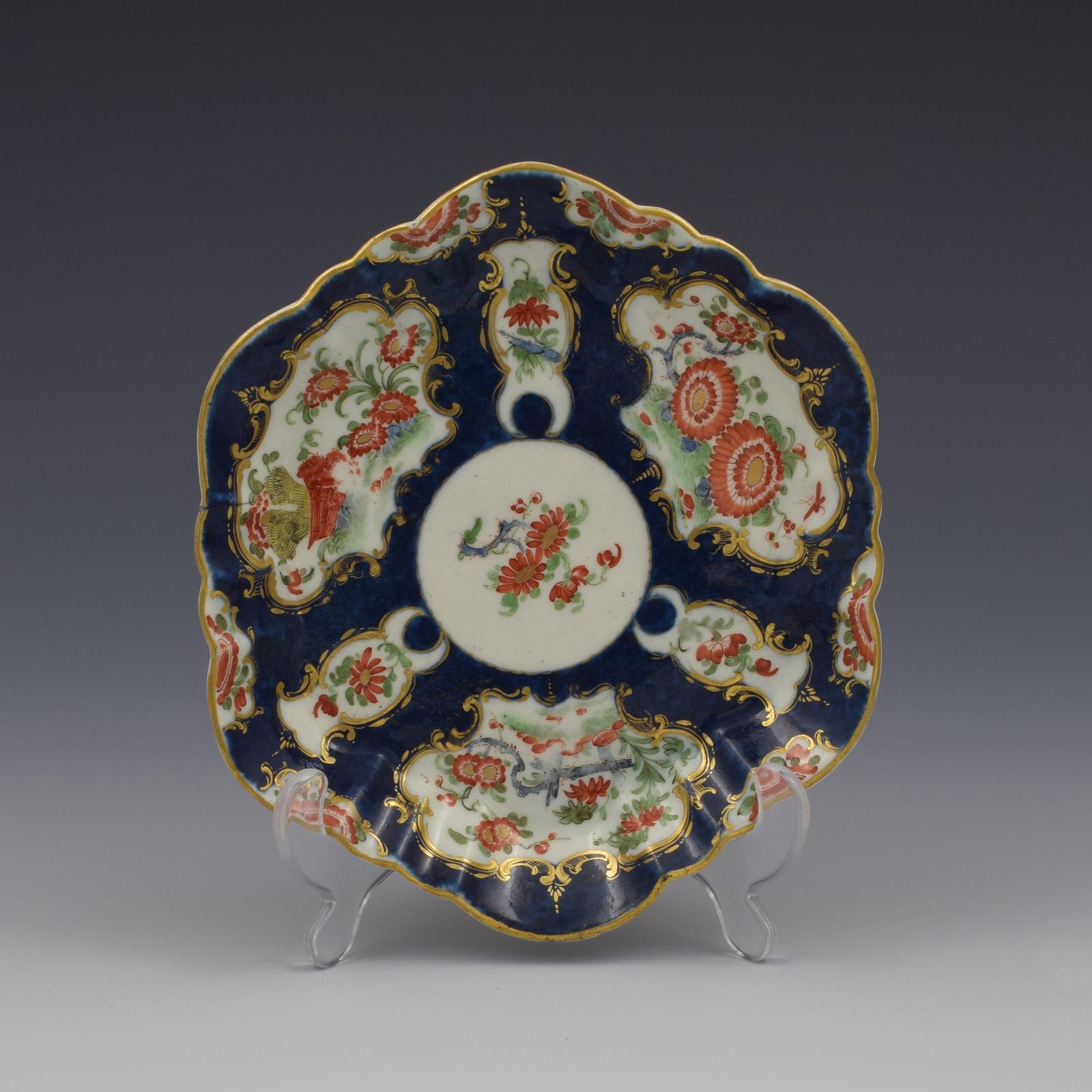 First Period Worcester Porcelain Blue Scale & Kakiemon Teapot Stand c.1770 (1 of 8)