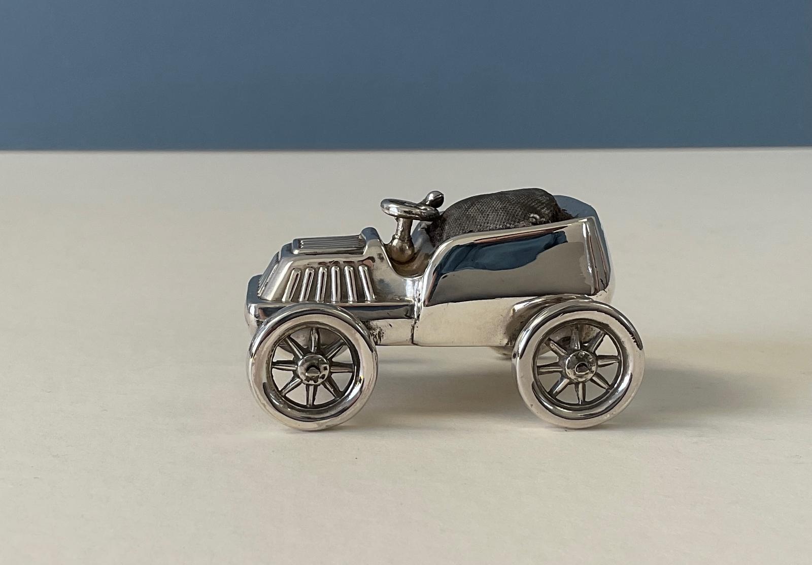 Antique Novelty Silver Pin Cushion - Car (1 of 7)