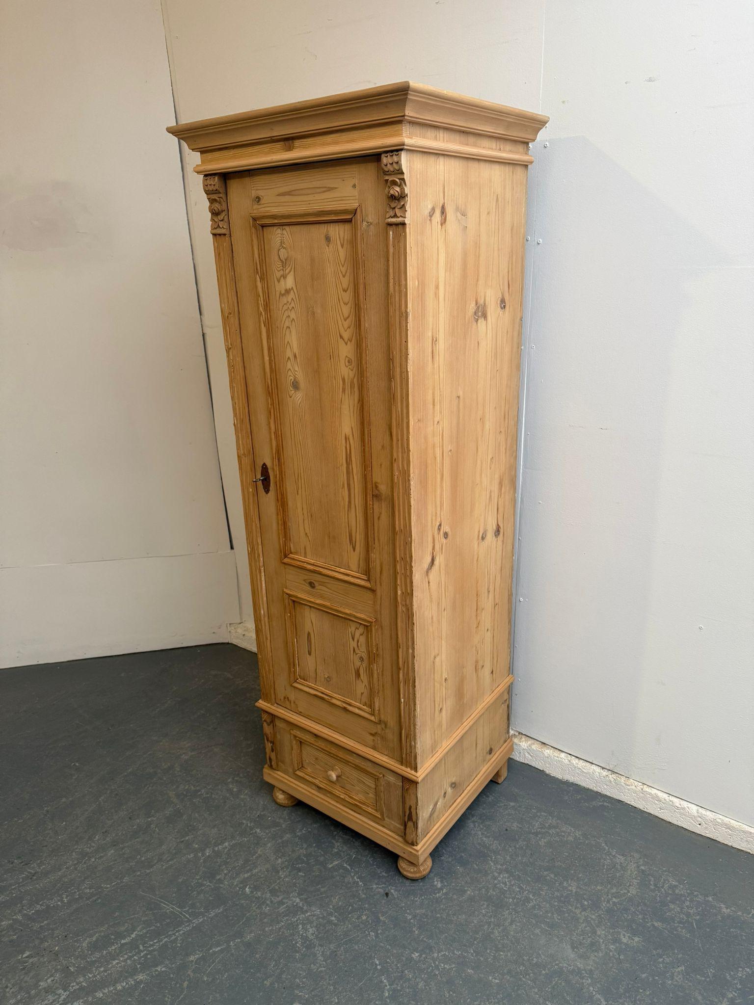 A Tall Narrow Antique /old Pine Multifunctional Storage Cupboard to Wax/paint (1 of 9)