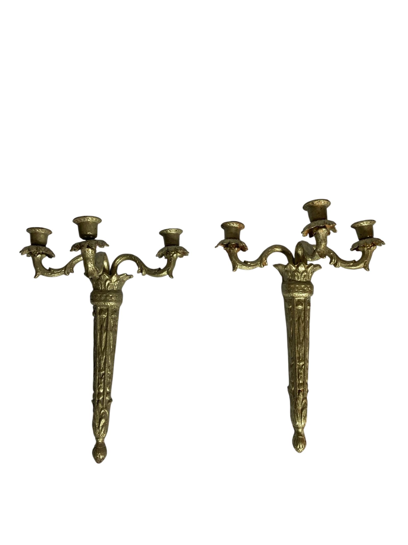 Pair of Ornate Reclaimed Cast Iron Wall Sconces Candelabra Gilt Style Finish (1 of 8) Pair of Ornate Reclaimed Cast Iron Wall Sconces Candelabra Gilt Style Finish (1 of 8)