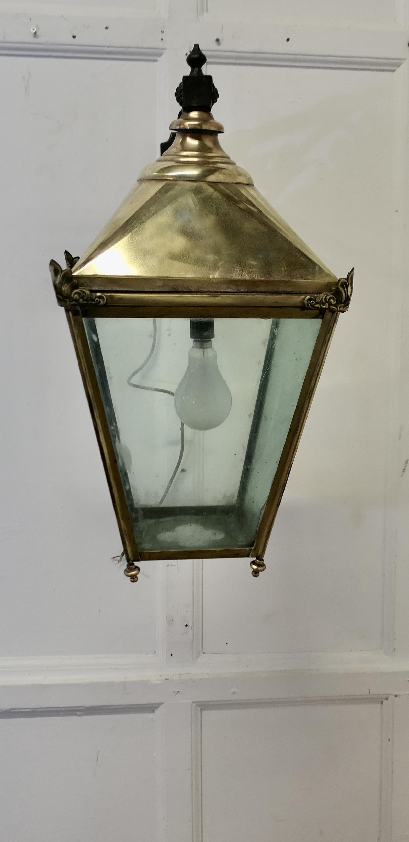Large Brass Wall Hung Lantern (1 of 6)