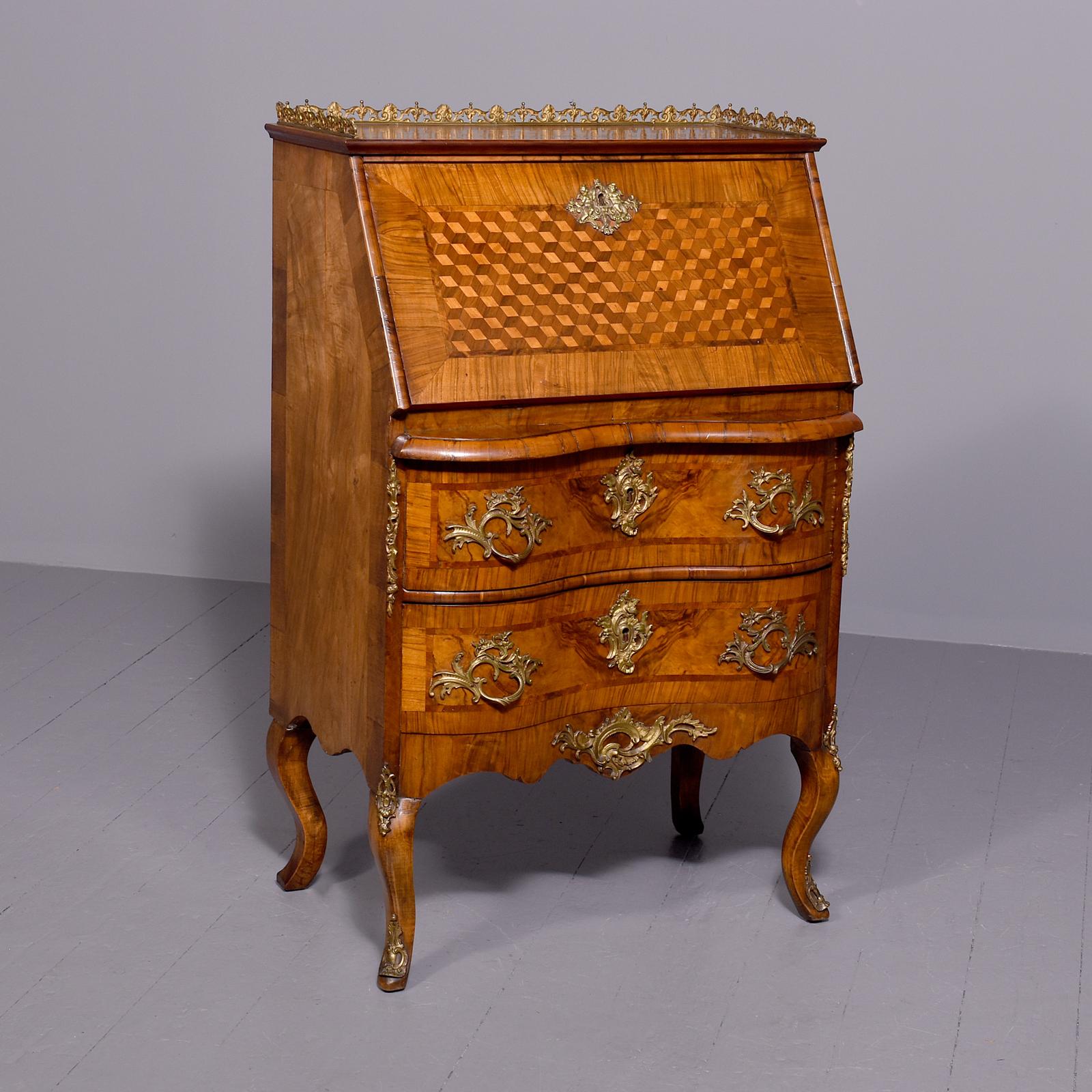 Attractive 19th Century French Inlaid Walnut Ladies Writing Bureau (1 of 11)