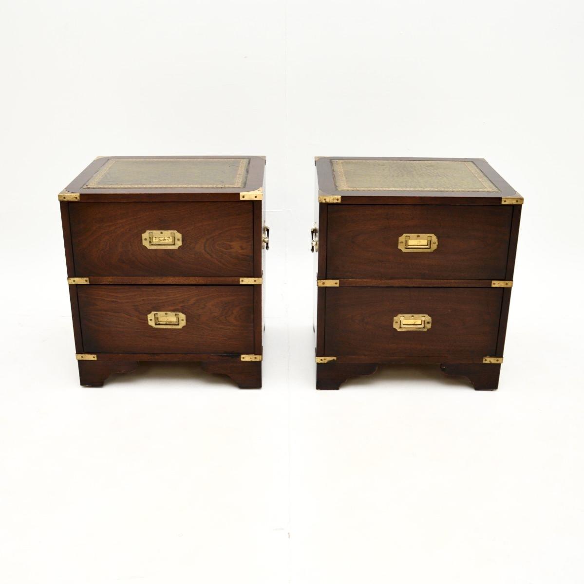 Pair of Antique Military Campaign Style Mahogany Bedside Chests (1 of 7) Pair of Antique Military Campaign Style Mahogany Bedside Chests (1 of 7)