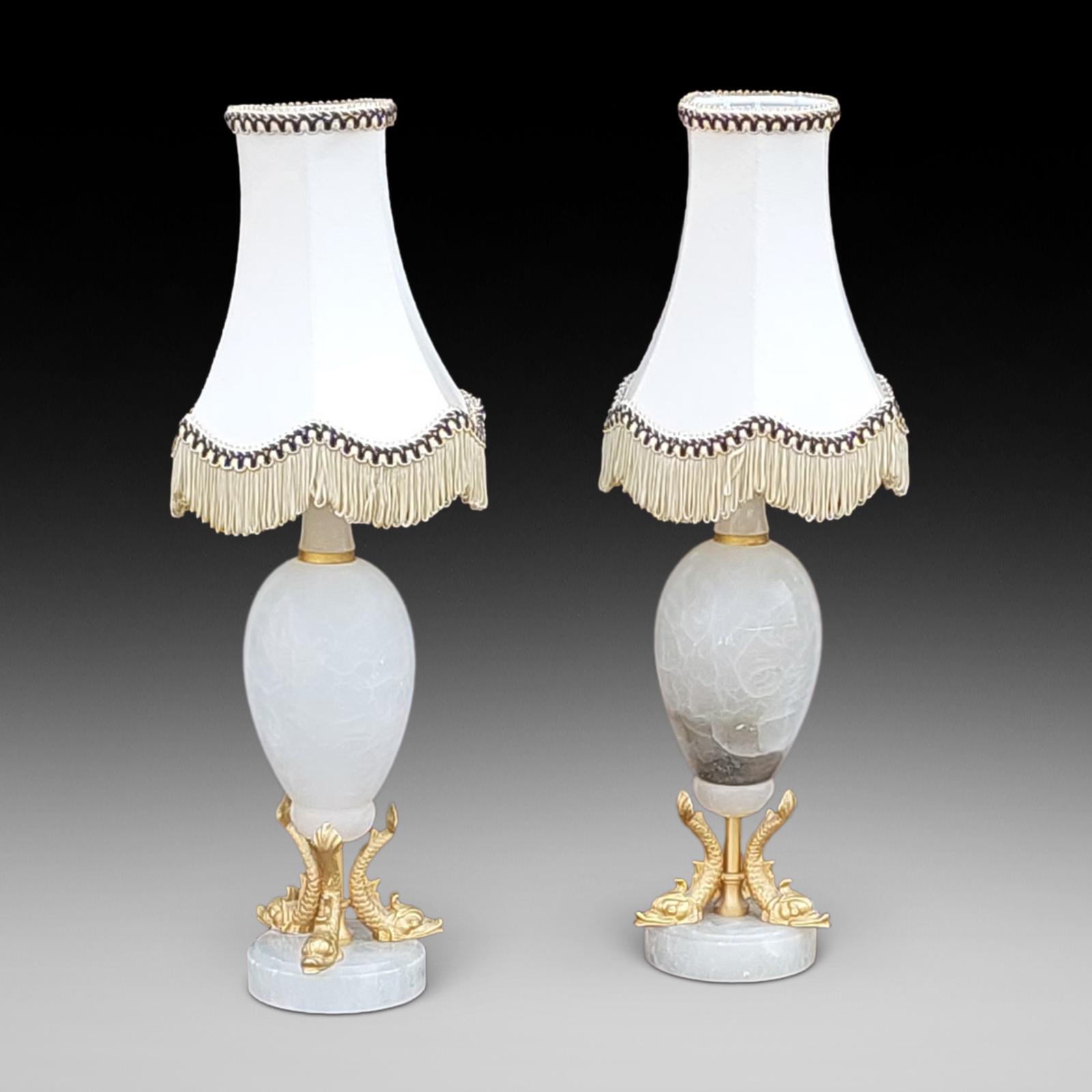 Pair of Early 20thc White Onyx Table Lamps (1 of 10)