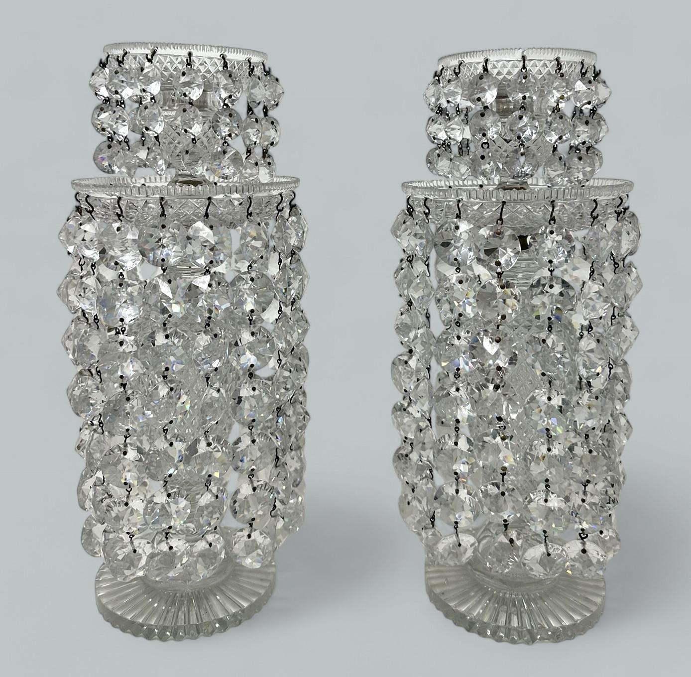 Antique Pair English Regency Candlesticks Crystal Glass Lusters Atrb John Blades (1 of 9)