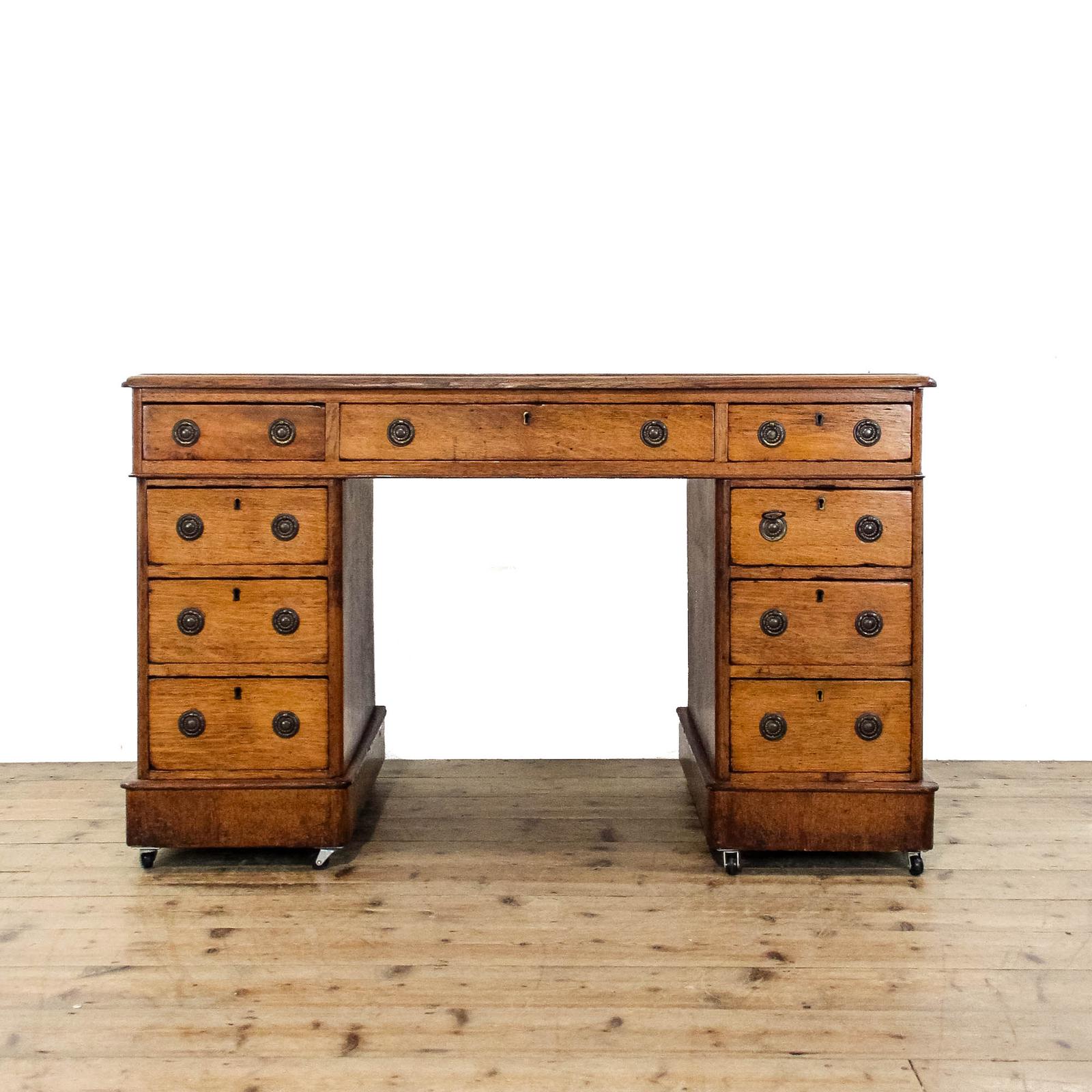 Antique Victorian Oak Pedestal Desk (1 of 9)