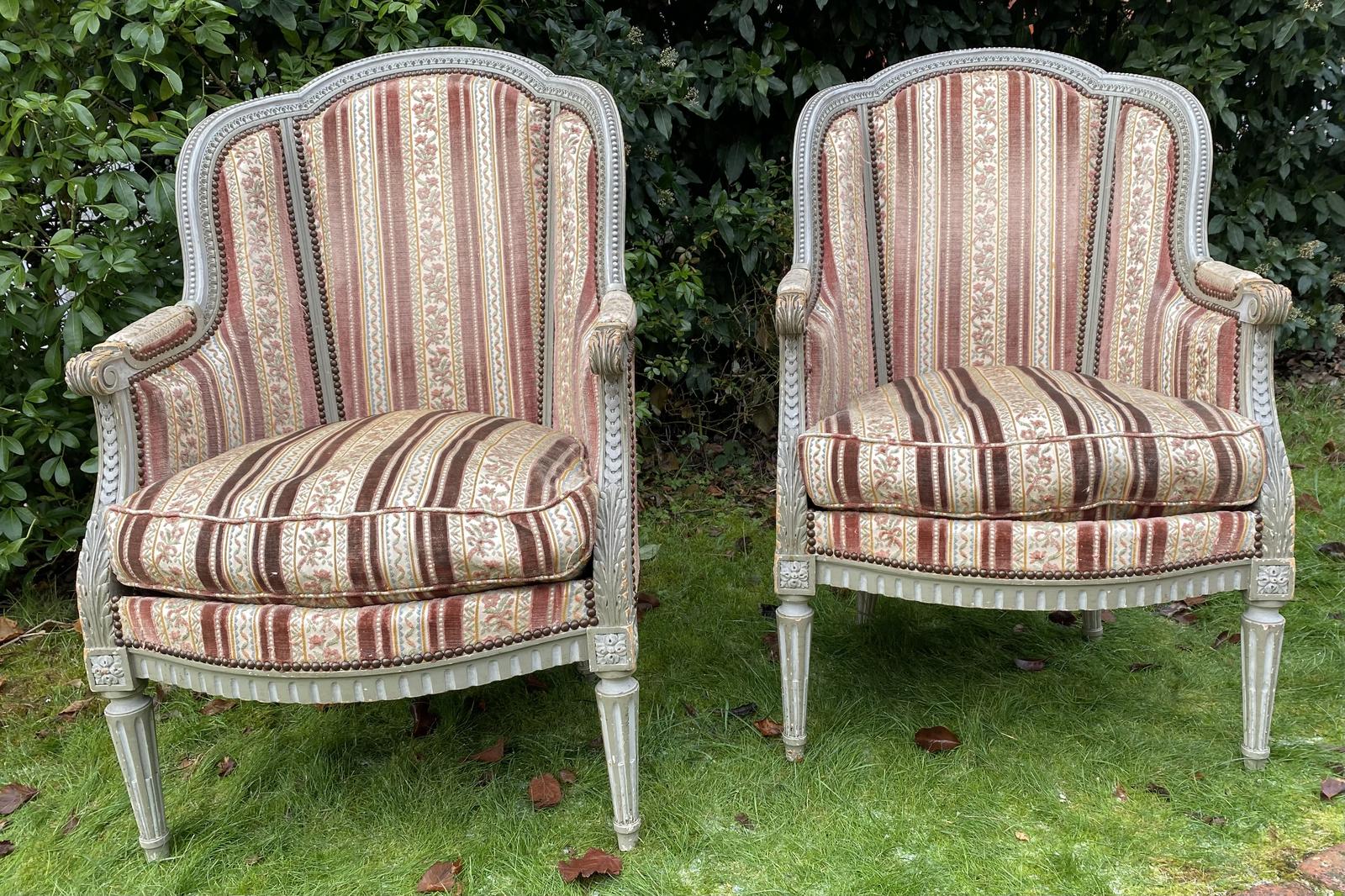 Pair of Painted Bergere Armchairs (1 of 6) Pair of Painted Bergere Armchairs (1 of 6)