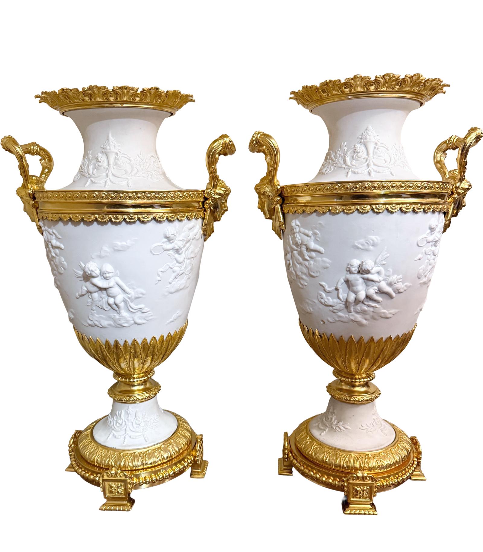 Pair of Superb White Porcelain (Sevres) & Gilt Bronze Vases (1 of 9) Pair of Superb White Porcelain (Sevres) & Gilt Bronze Vases (1 of 9)