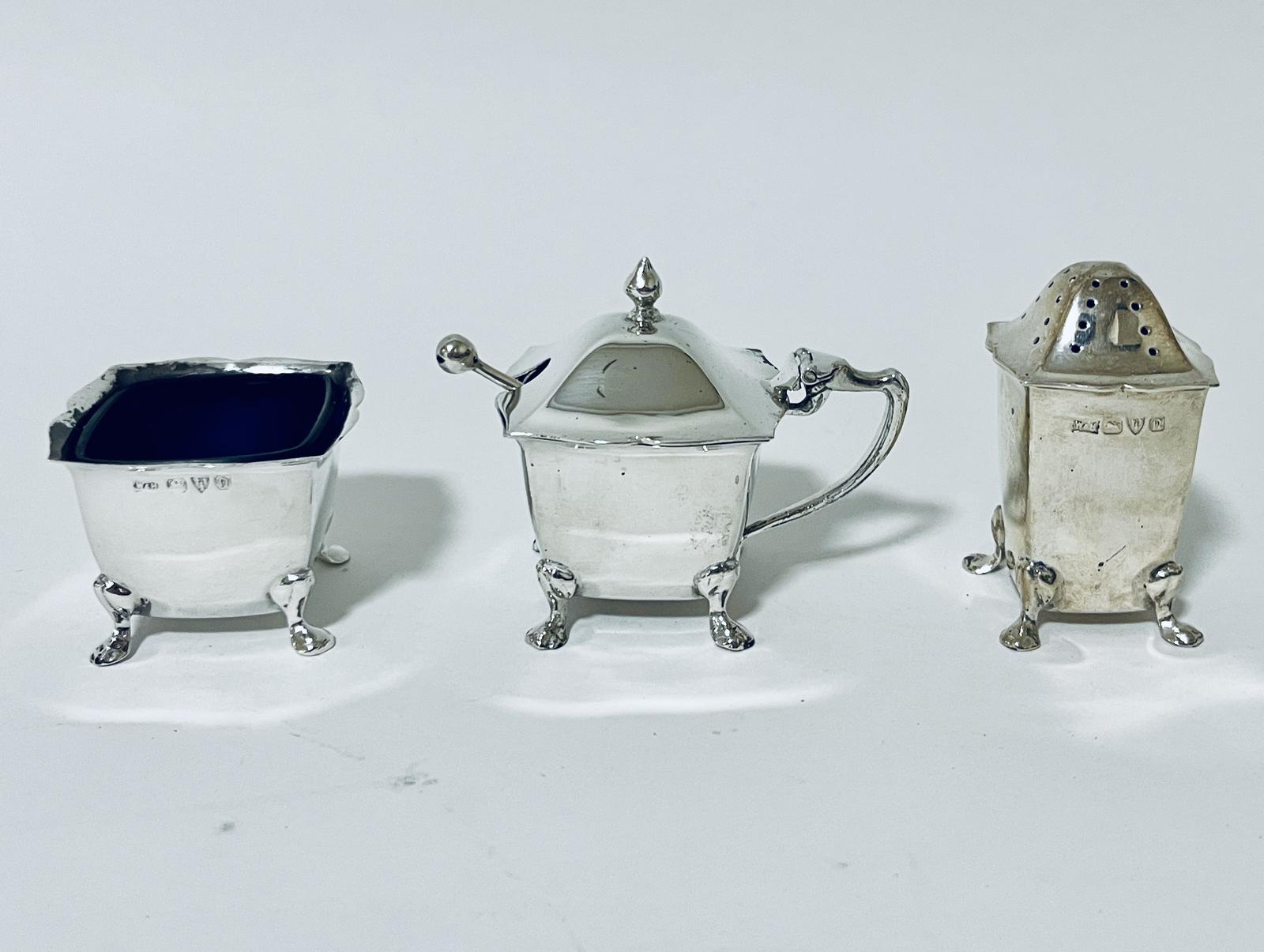 Antique Silver 3 Piece Cruet Set (1 of 12) Antique Silver 3 Piece Cruet Set (1 of 12)