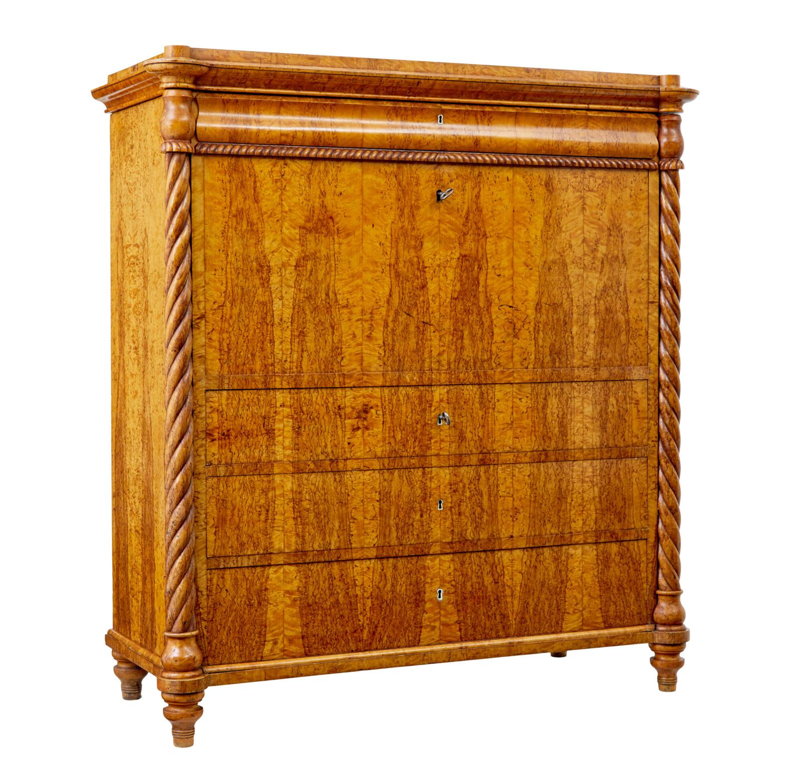 Mid 19th Century Swedish Burr Birch Escritoire (1 of 14)